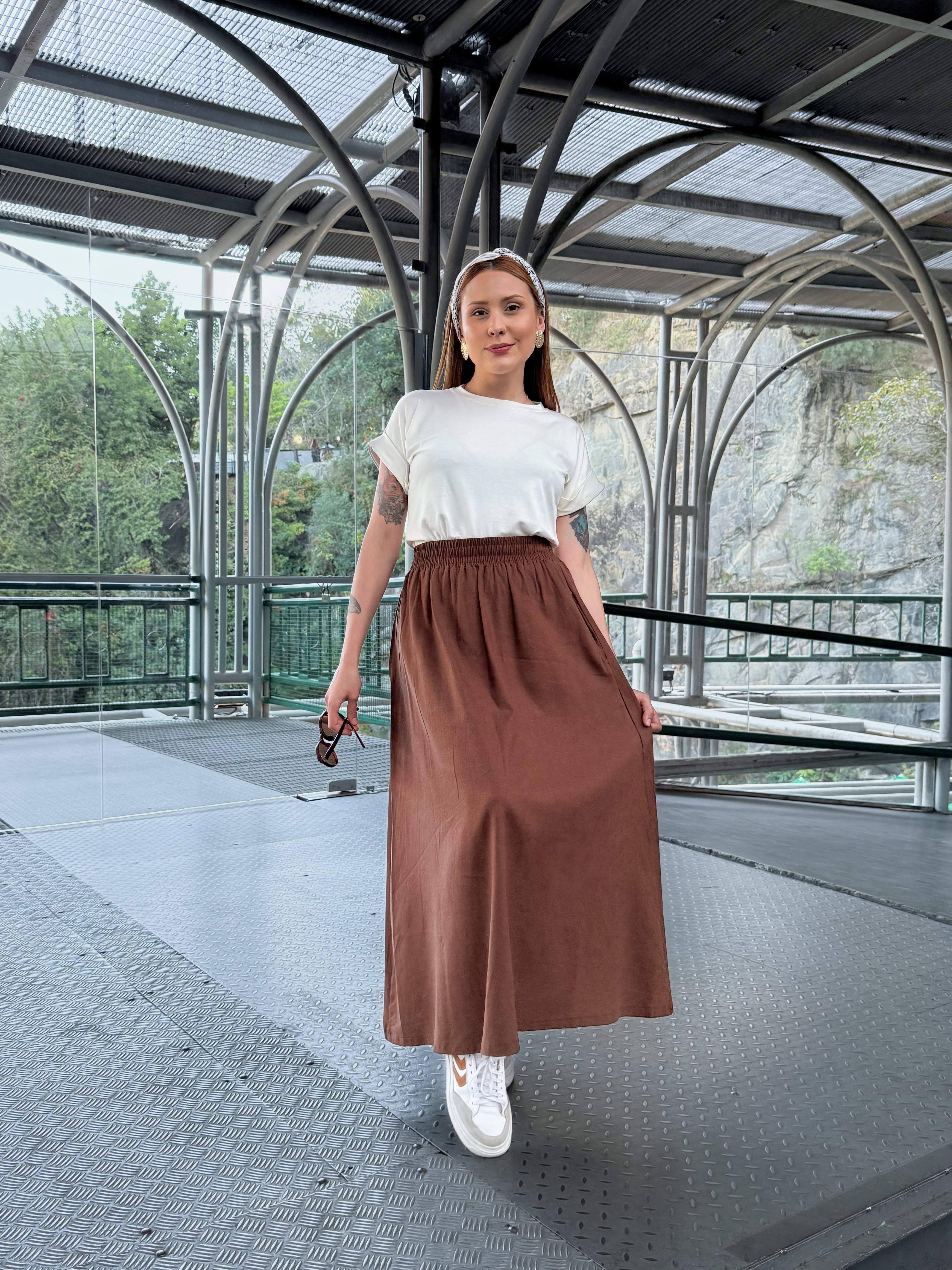 Saia de Linho com Bolsos Catarina