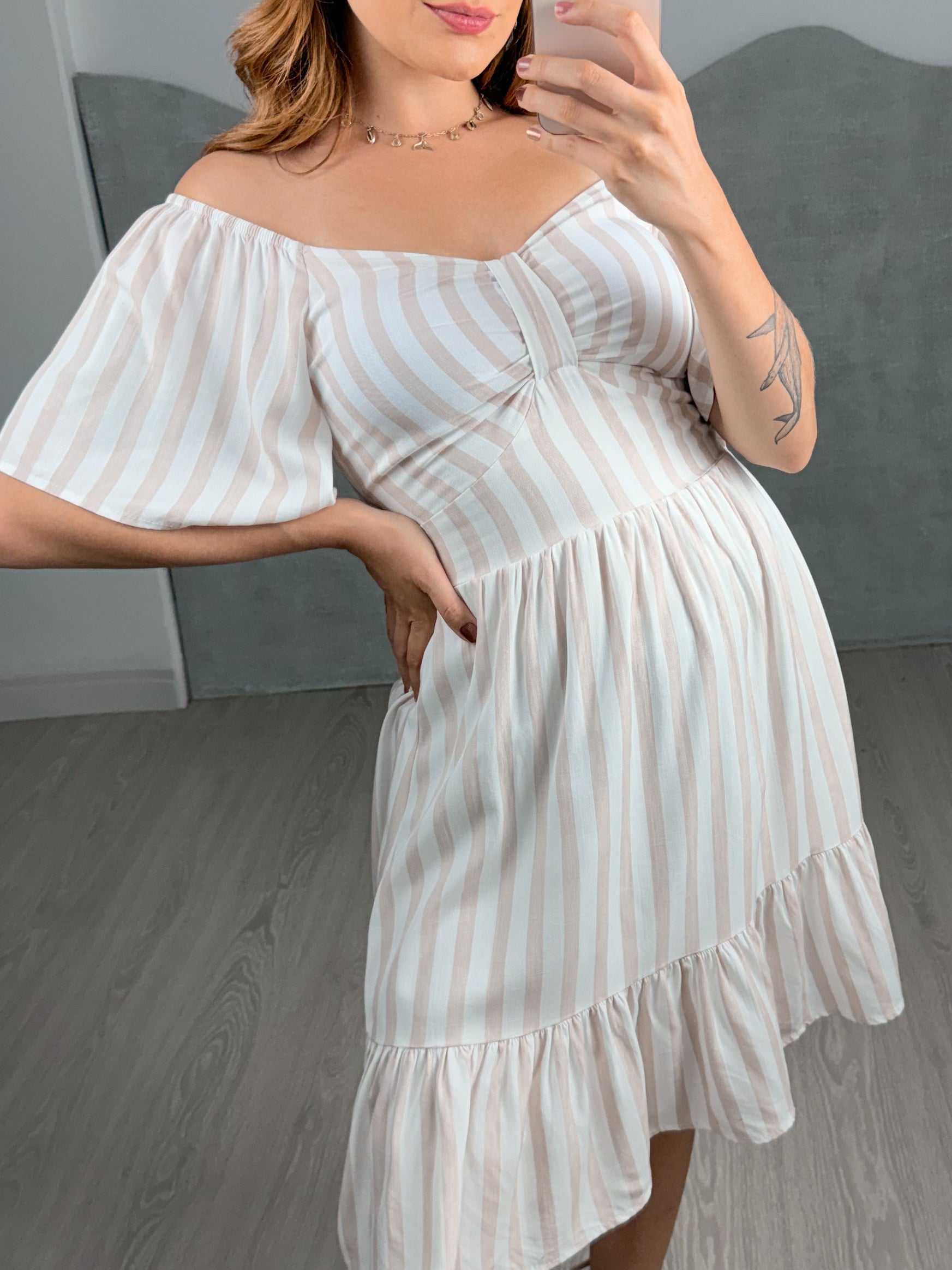 Vestido Listrado Curto Lara