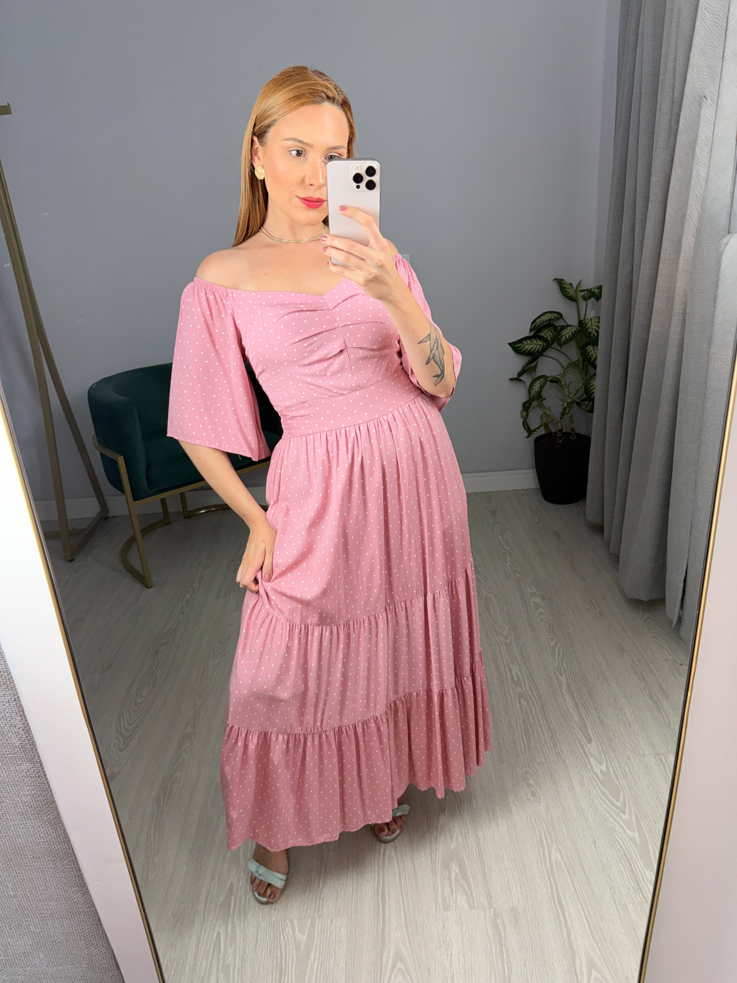 Vestido de Viscose Poá Ana