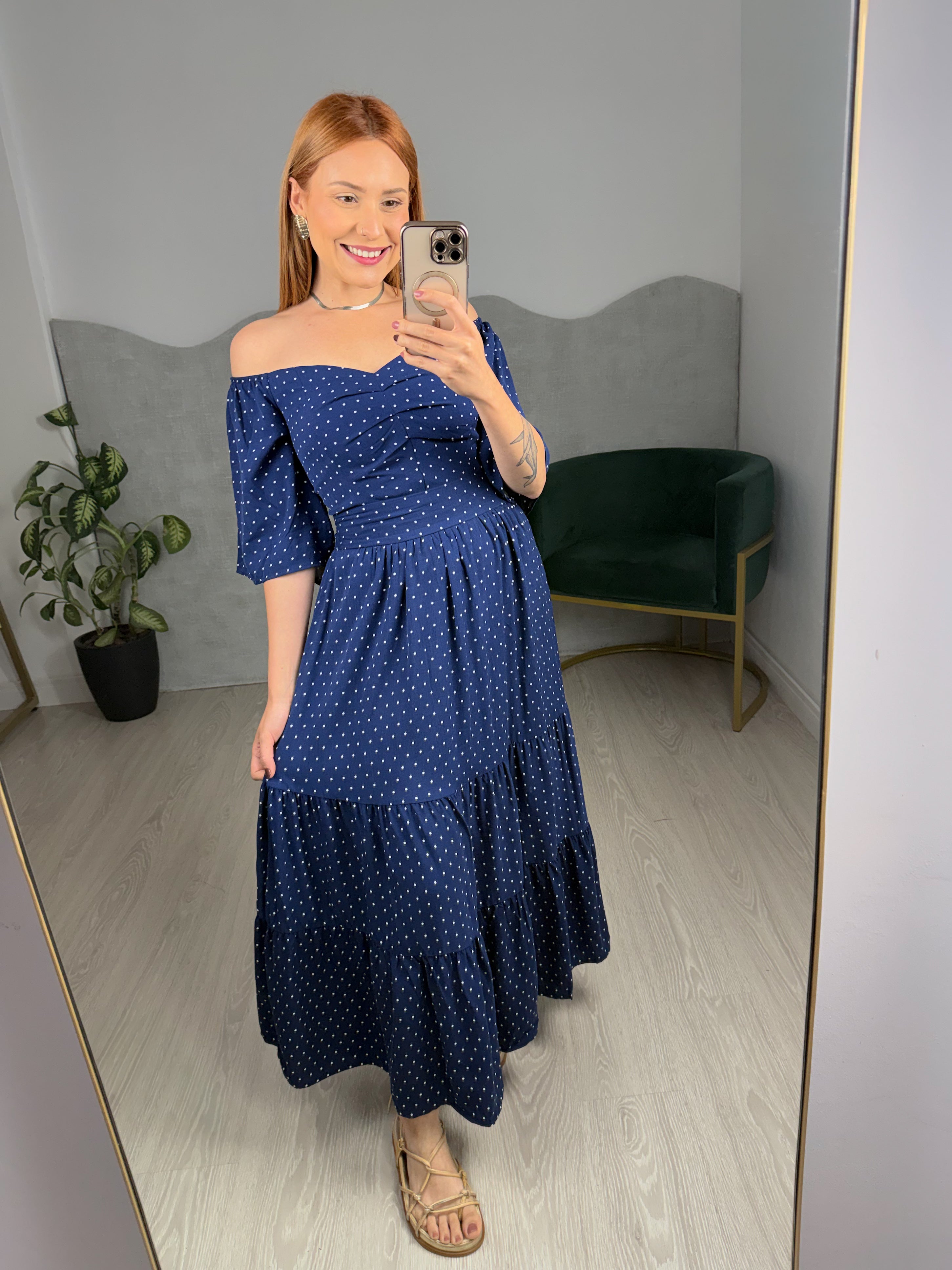 Vestido de Viscose Poá Ana