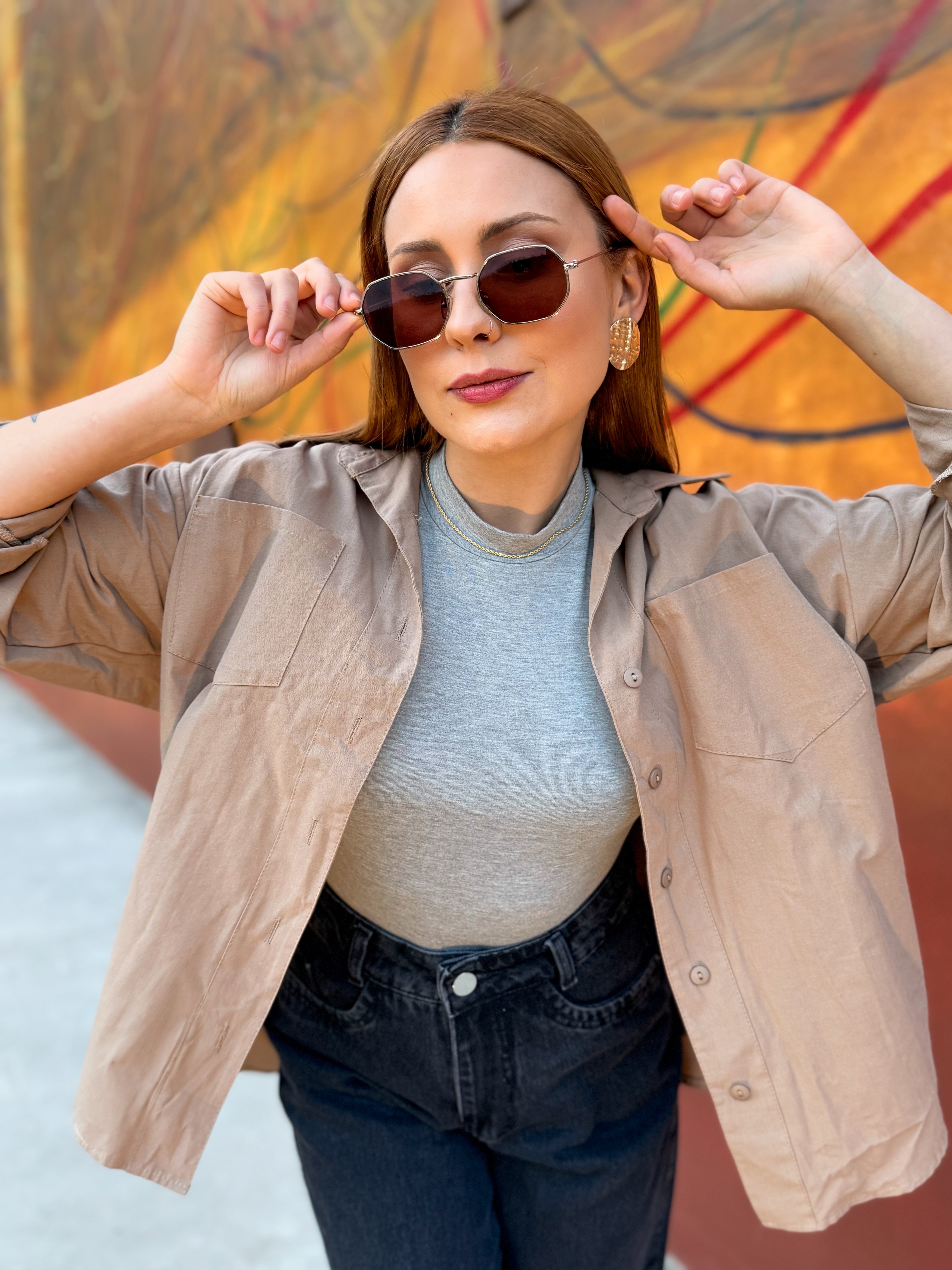 Camisa Oversized com Bolsos Olívia