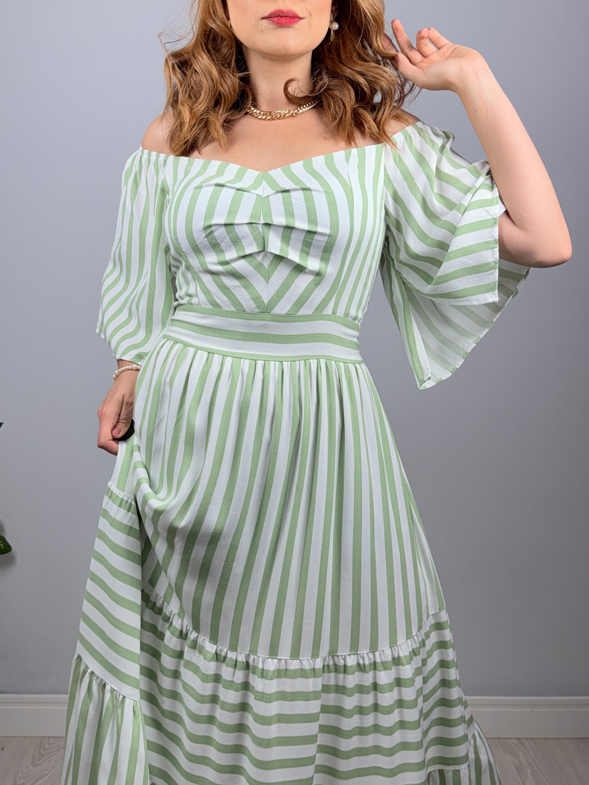 Vestido de Viscose Listrado Ana