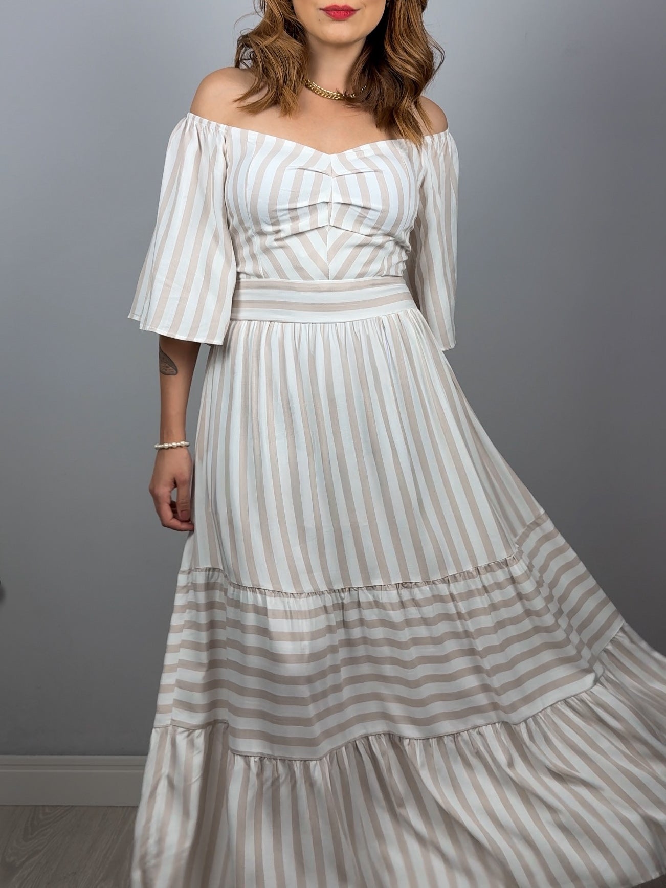 Vestido de Viscose Listrado Ana