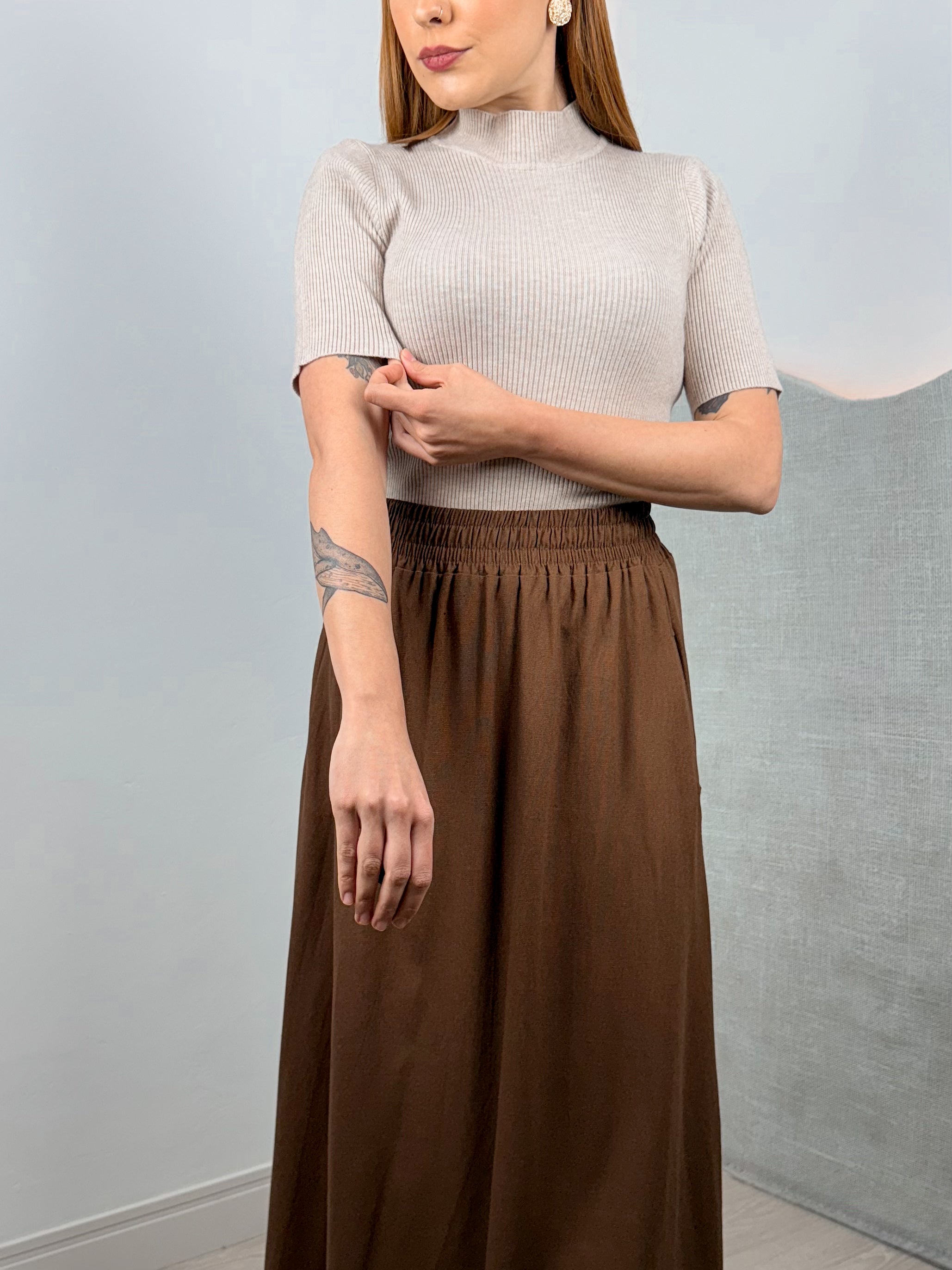 Blusa Tricot Modal Manga Curta Helena