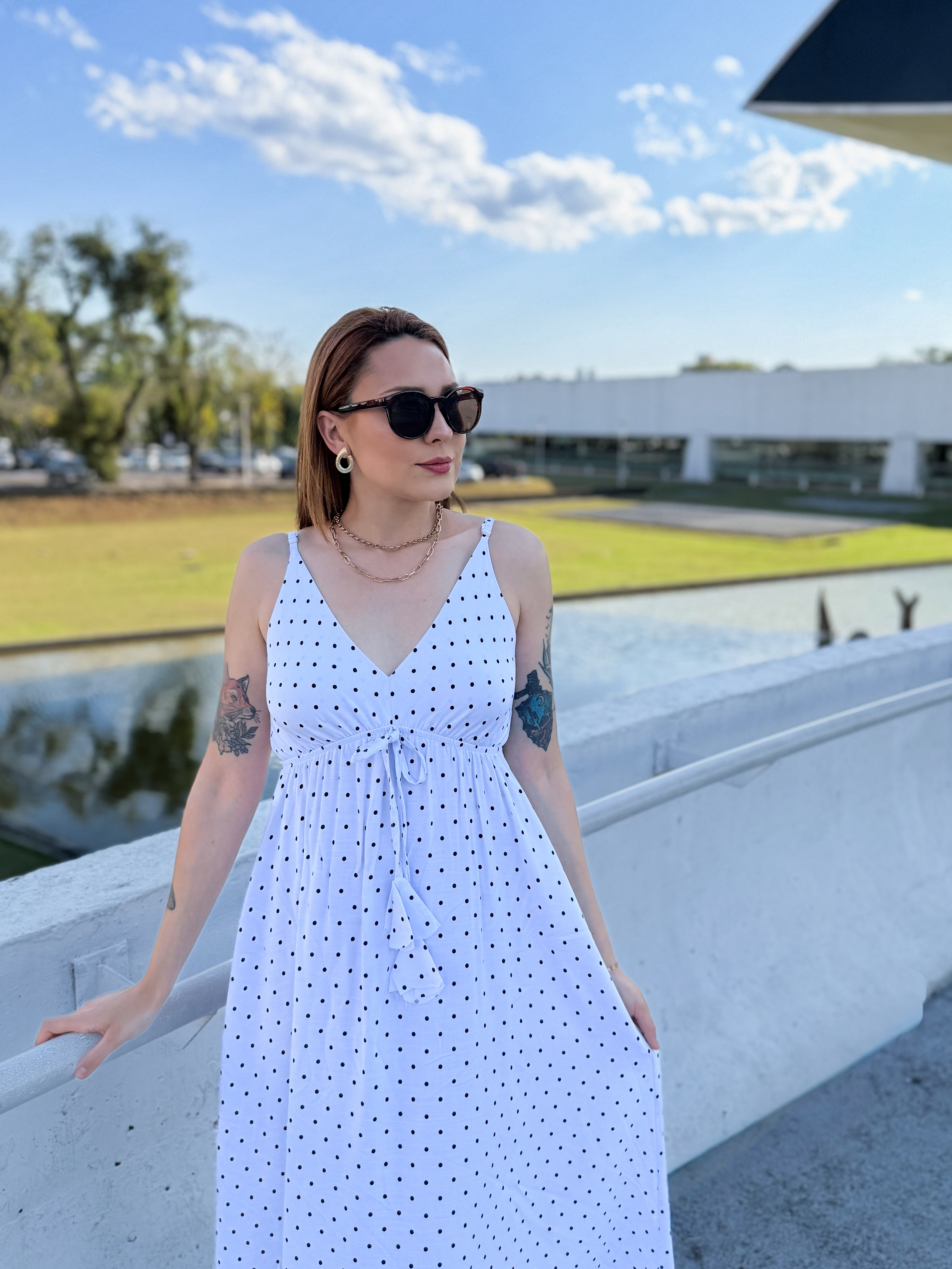 Vestido Longo de Poá Laura