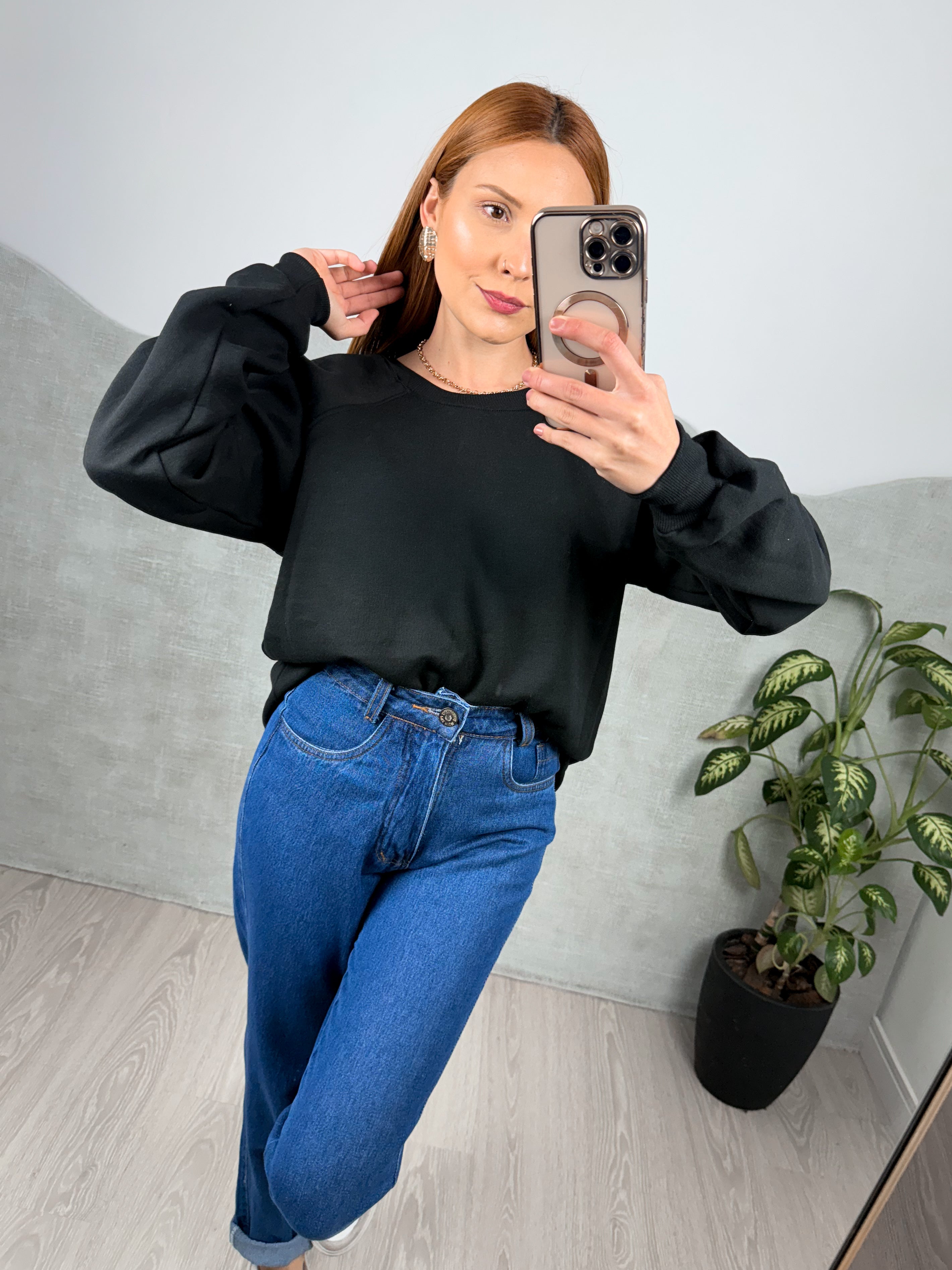 Blusa Moletom Alongada Peluciada