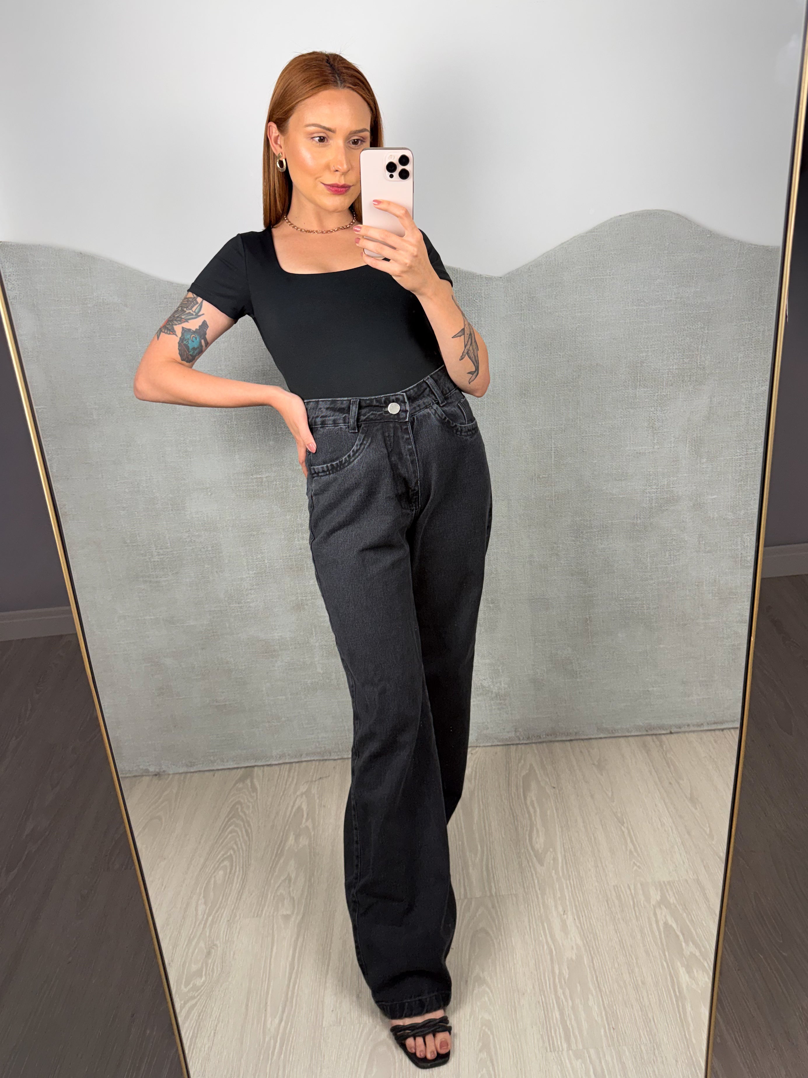 Calça Jeans Wide Leg Estonada Manu
