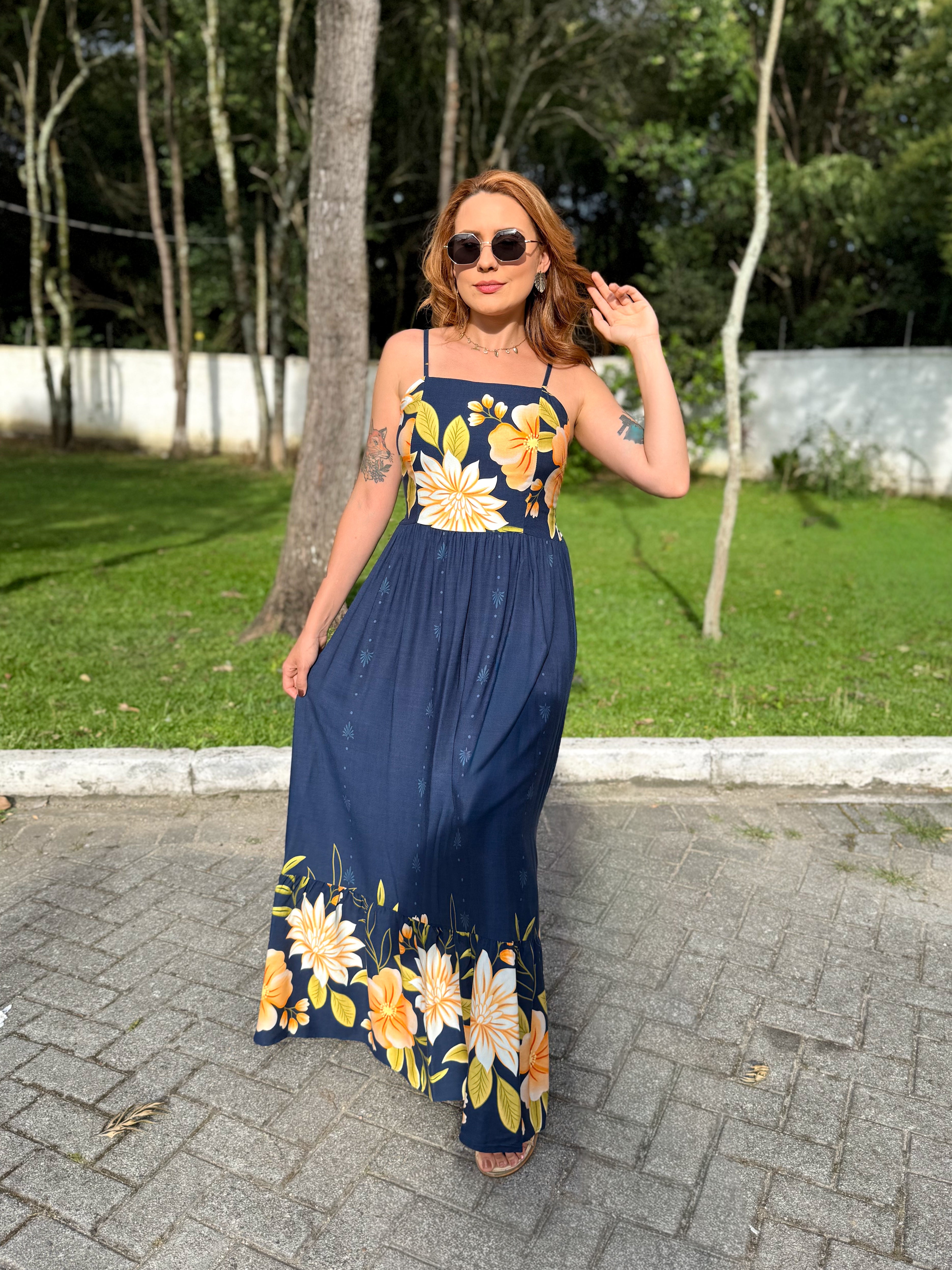 Vestido Estampado de Alça Carol