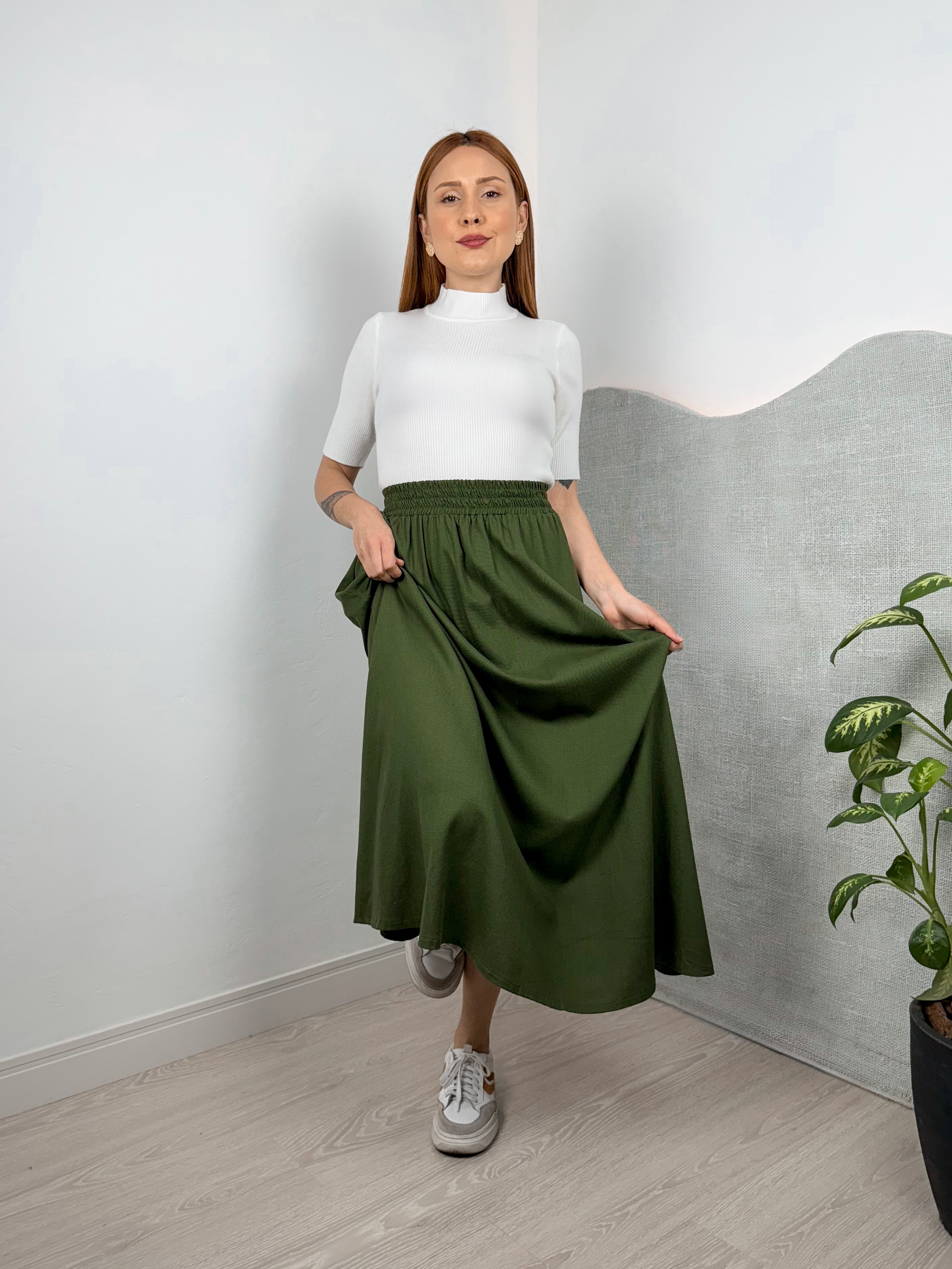 Saia de Linho com Bolsos Catarina