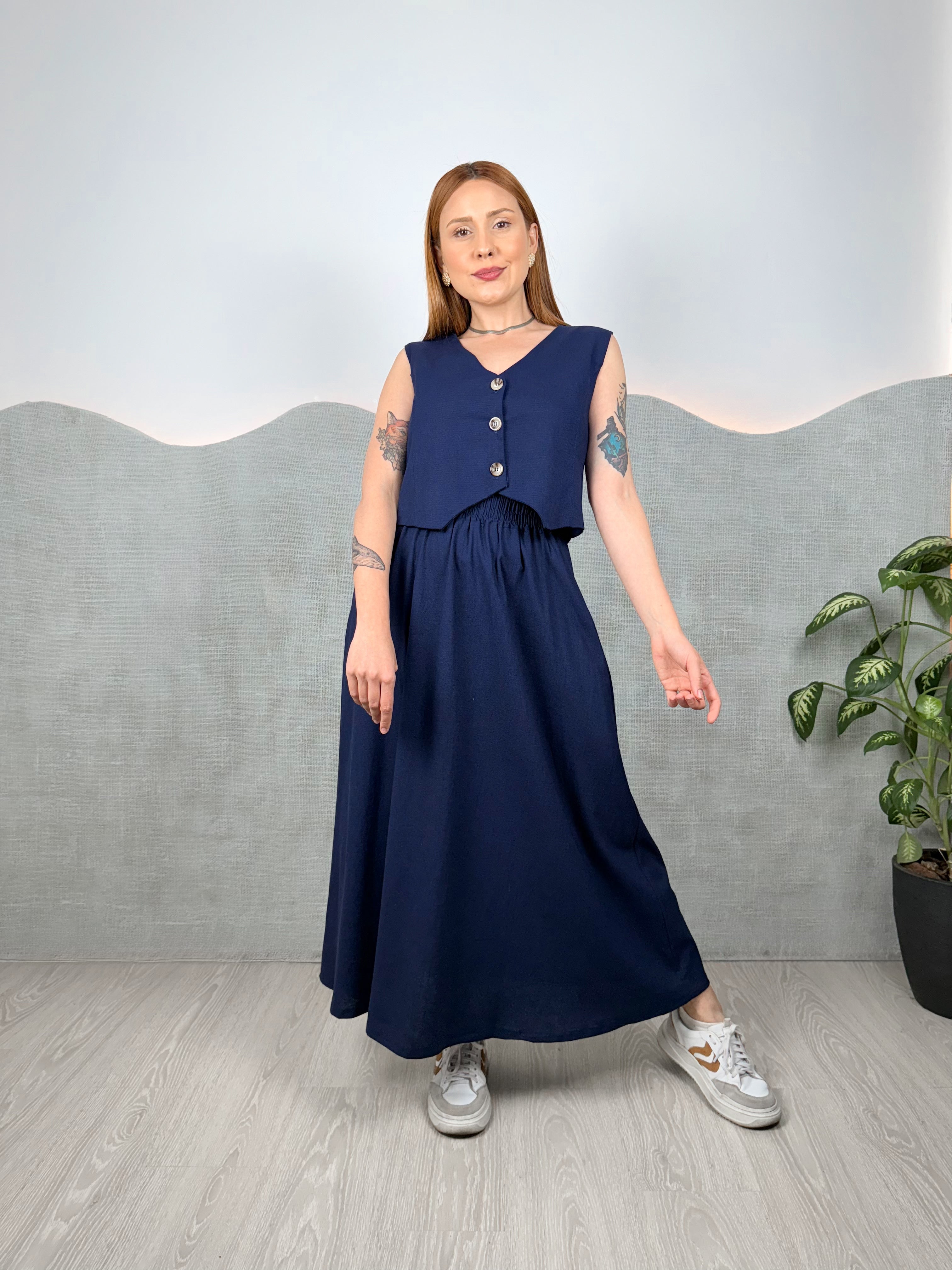 Conjunto de Linho Catarina Colete e Saia