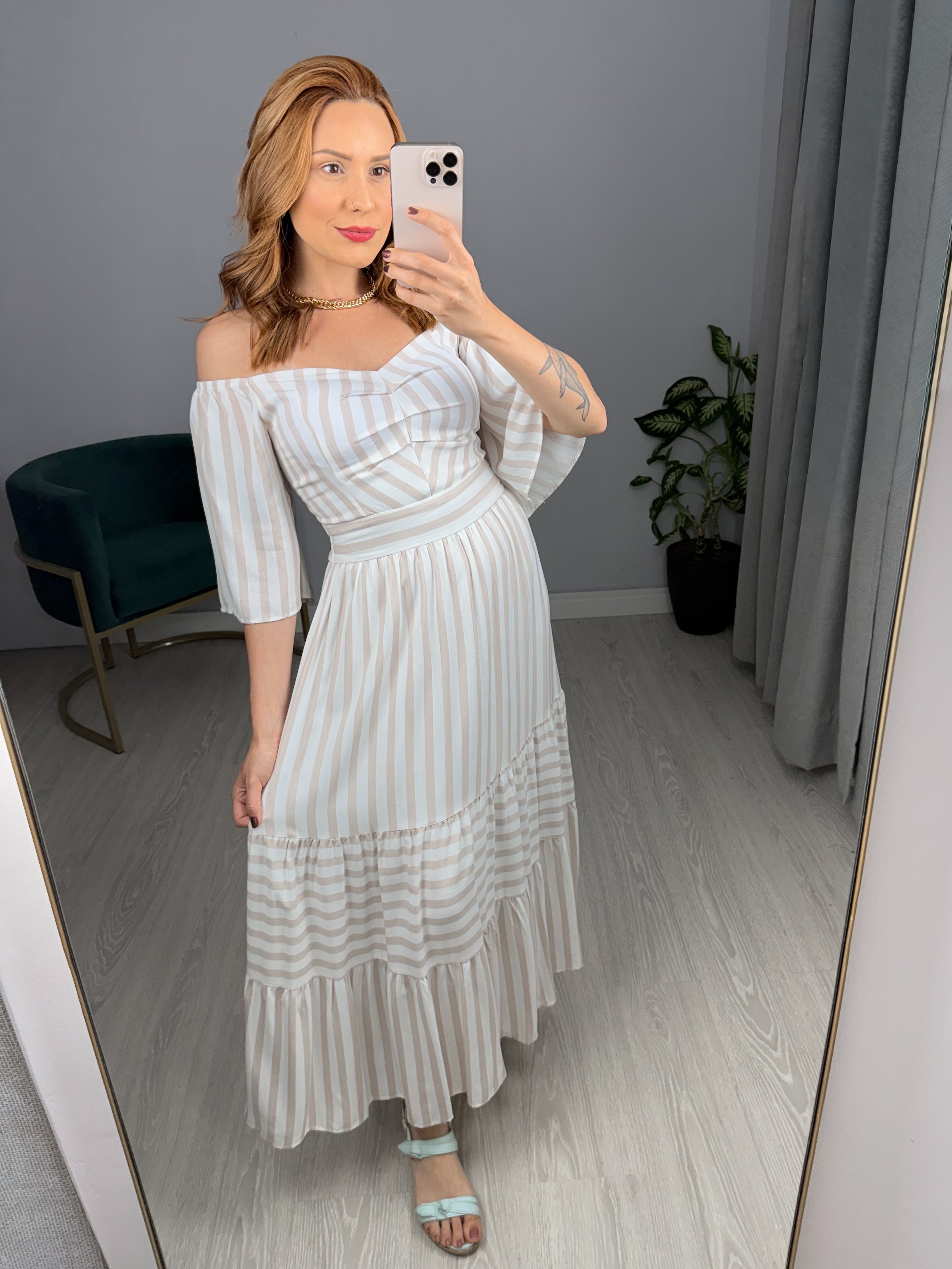 Vestido de Viscose Listrado Ana