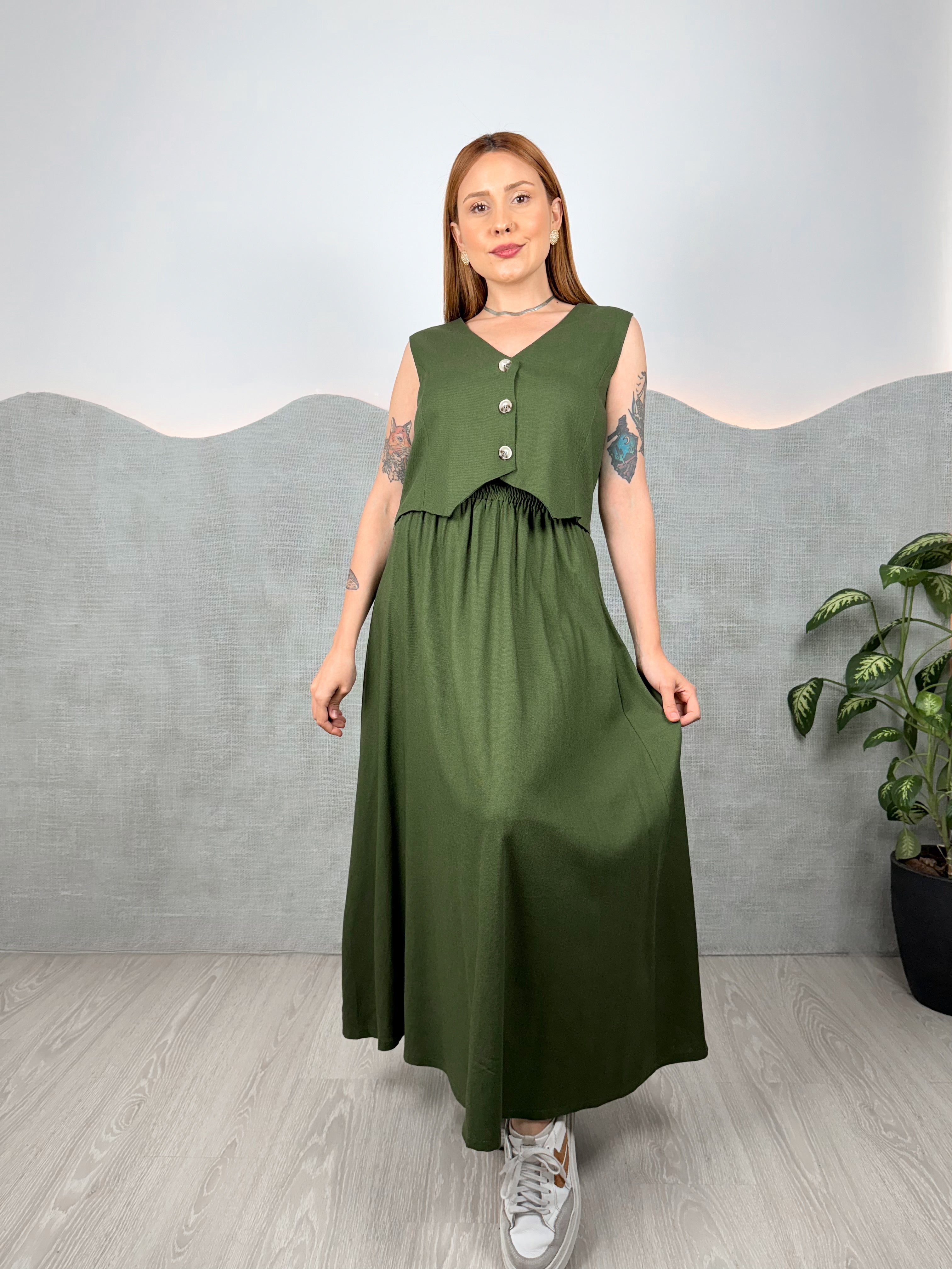 Conjunto de Linho Catarina Colete e Saia