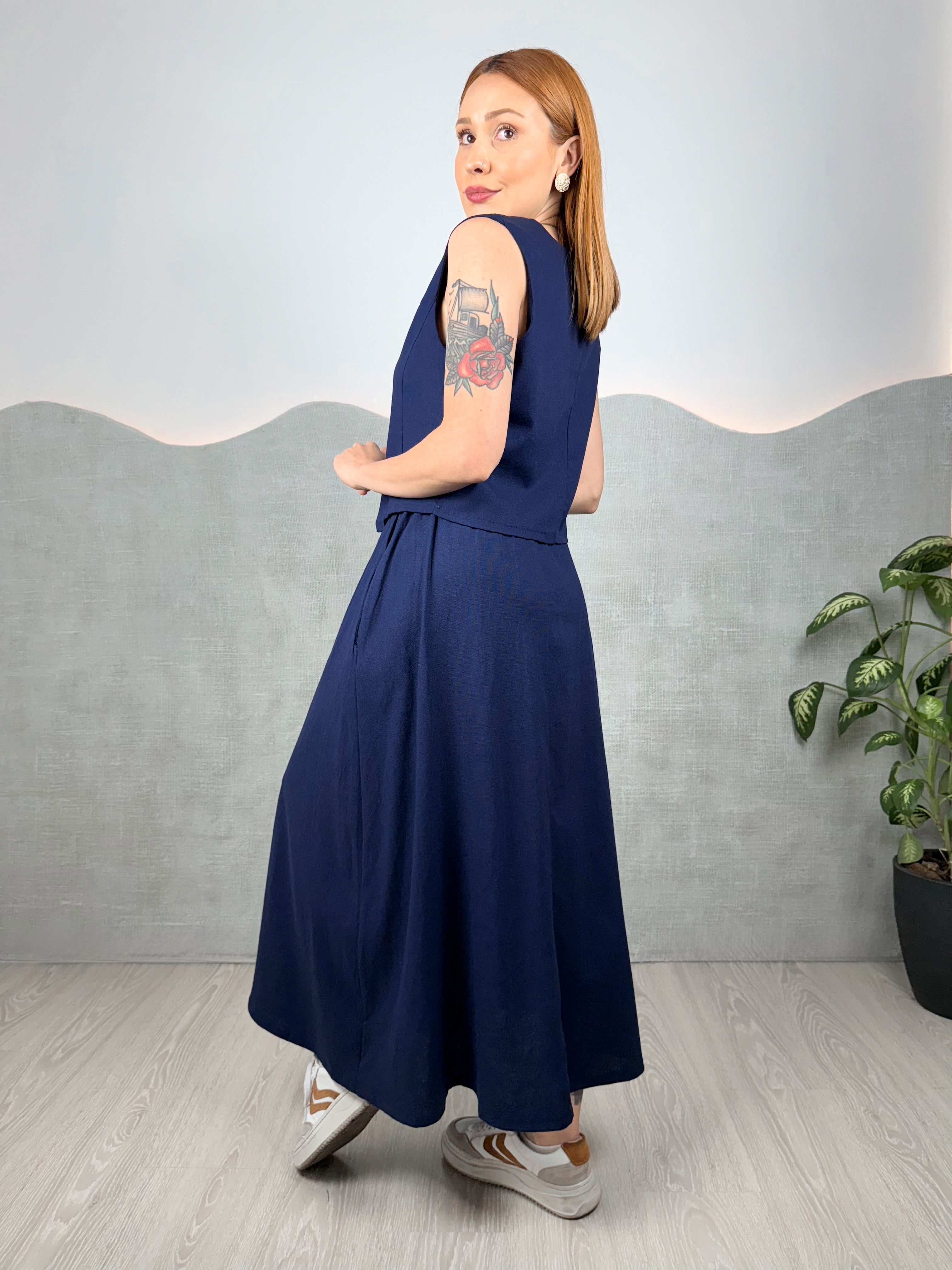 Conjunto de Linho Catarina Colete e Saia