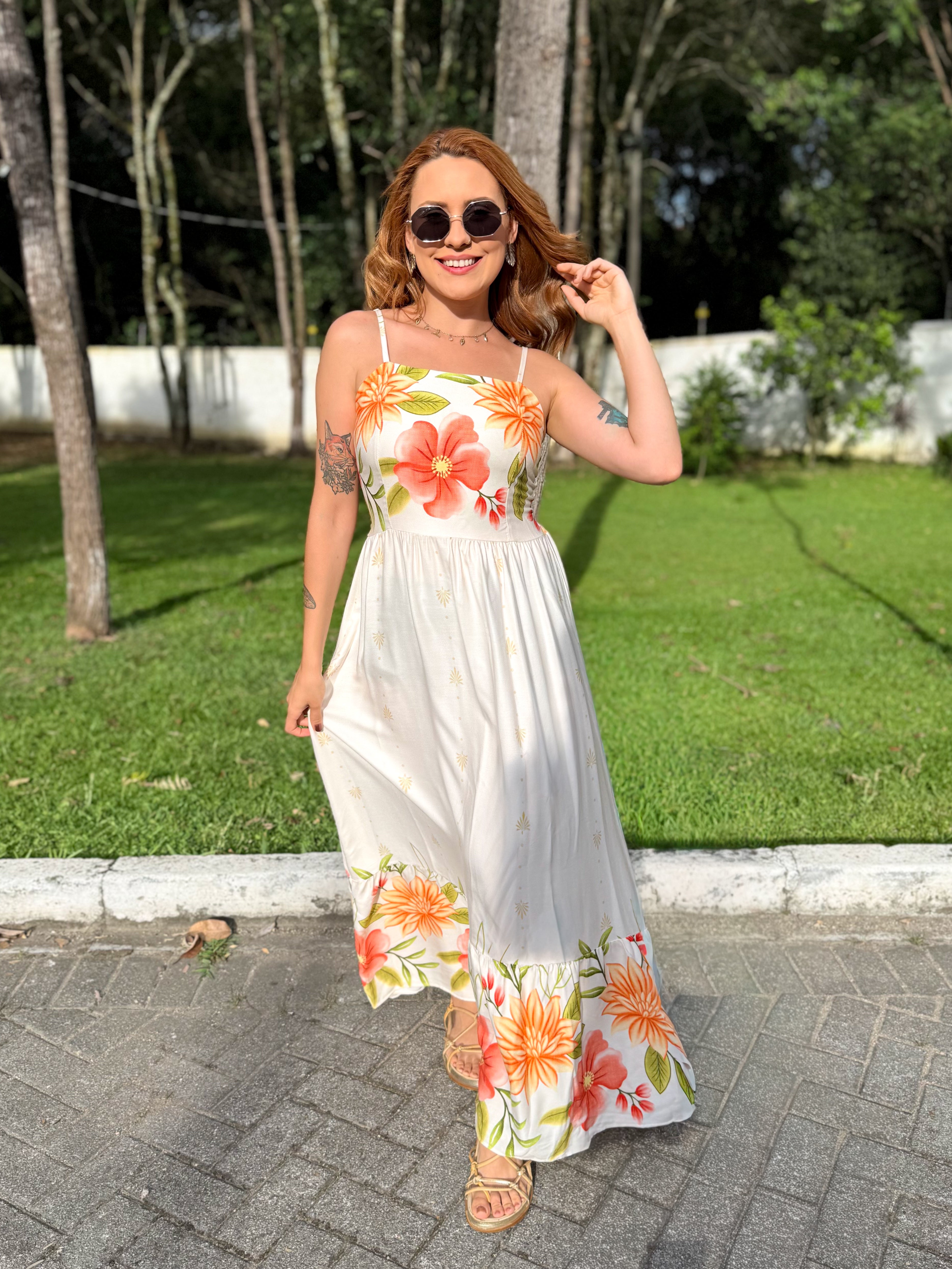 Vestido Estampado de Alça Carol