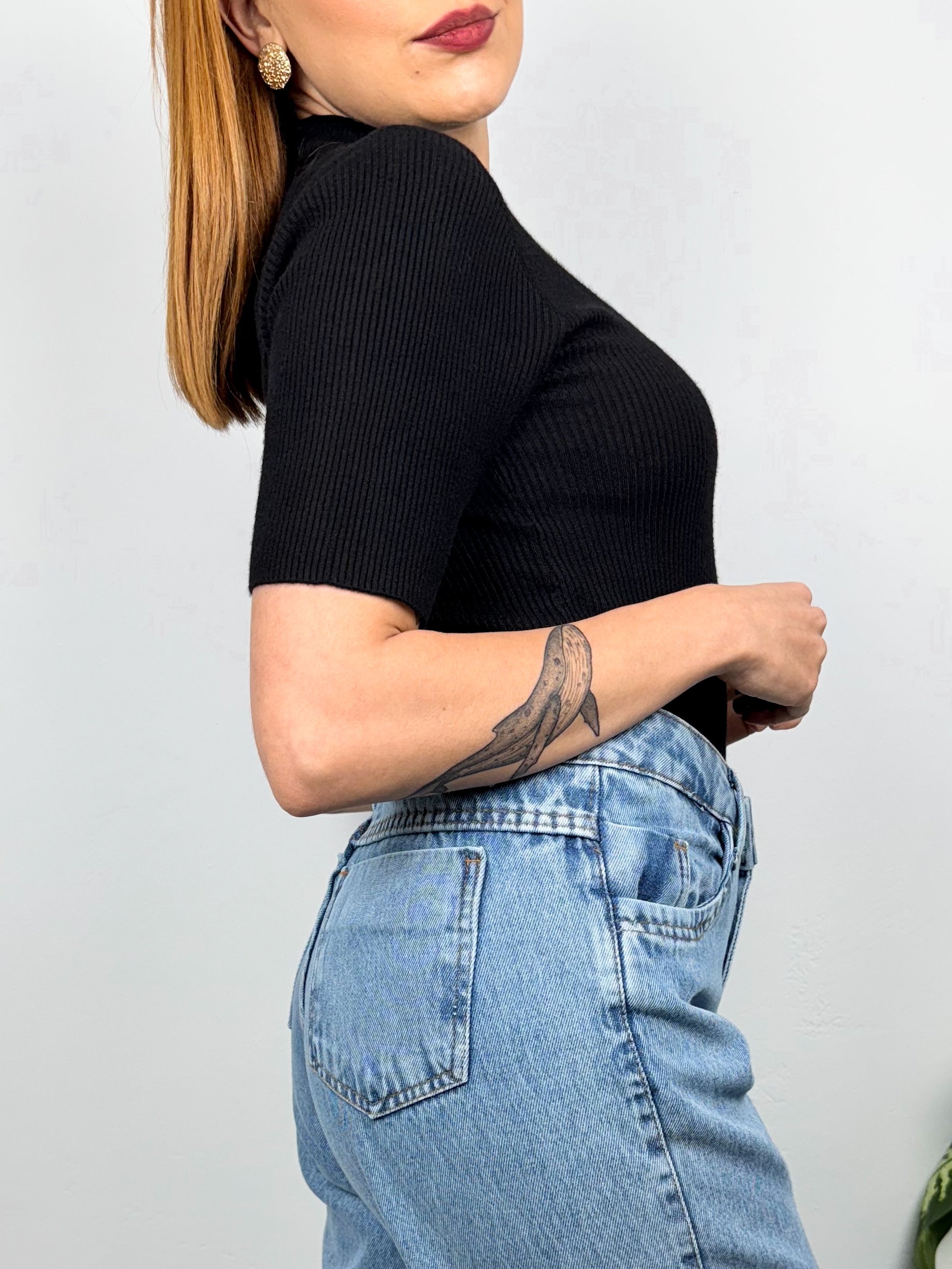 Blusa Tricot Modal Manga Curta Helena