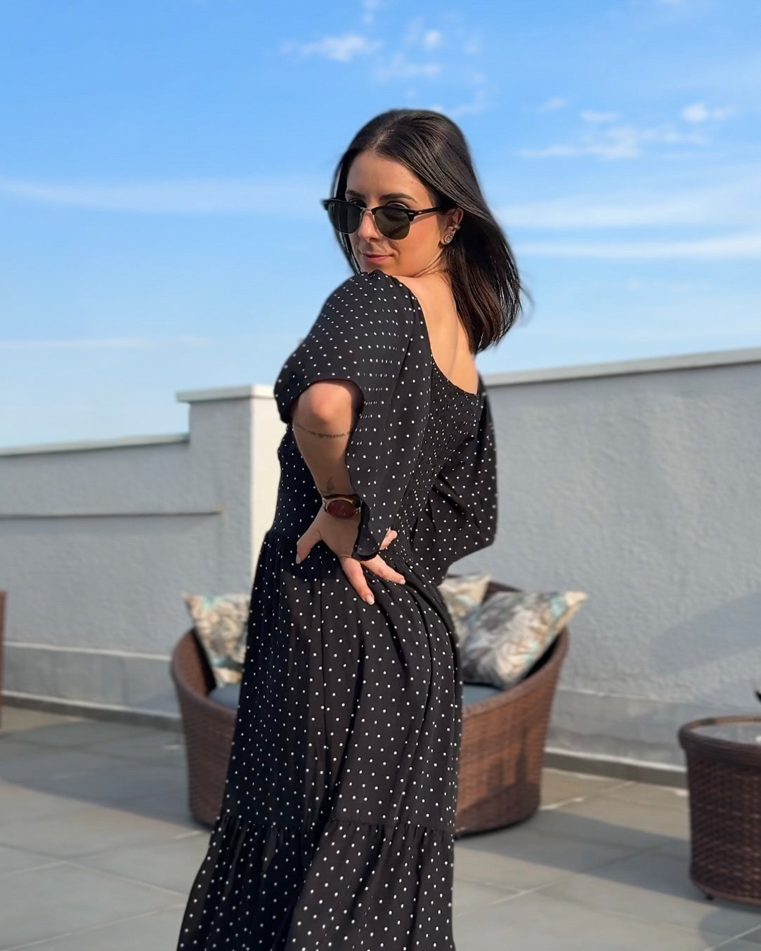 Vestido de Viscose Poá Ana