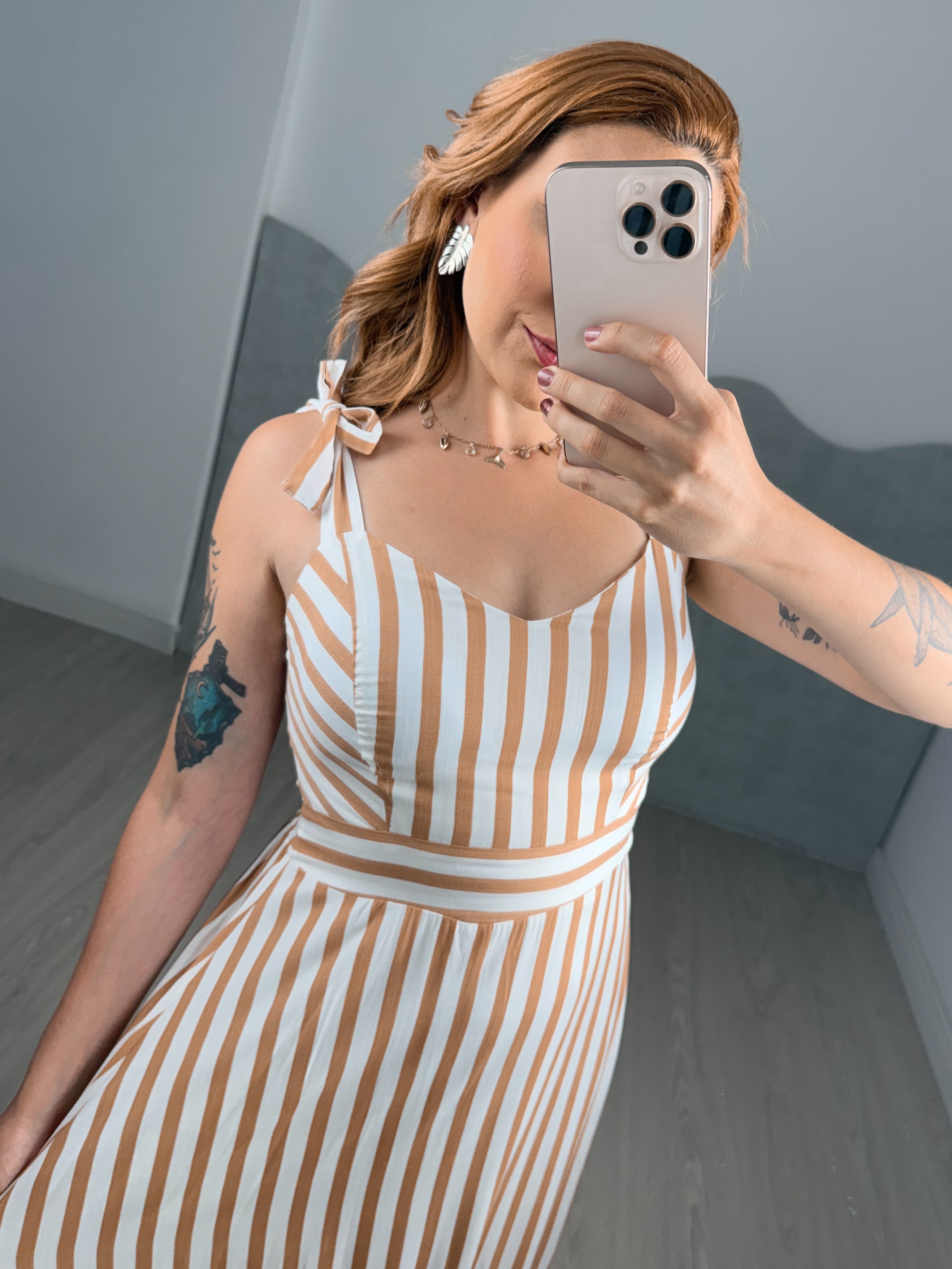 Vestido Listrado Midi Amélia