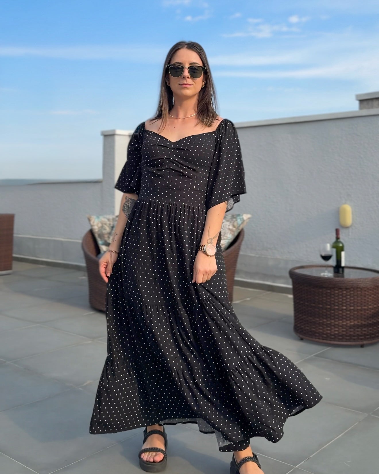 Vestido de Viscose Poá Ana