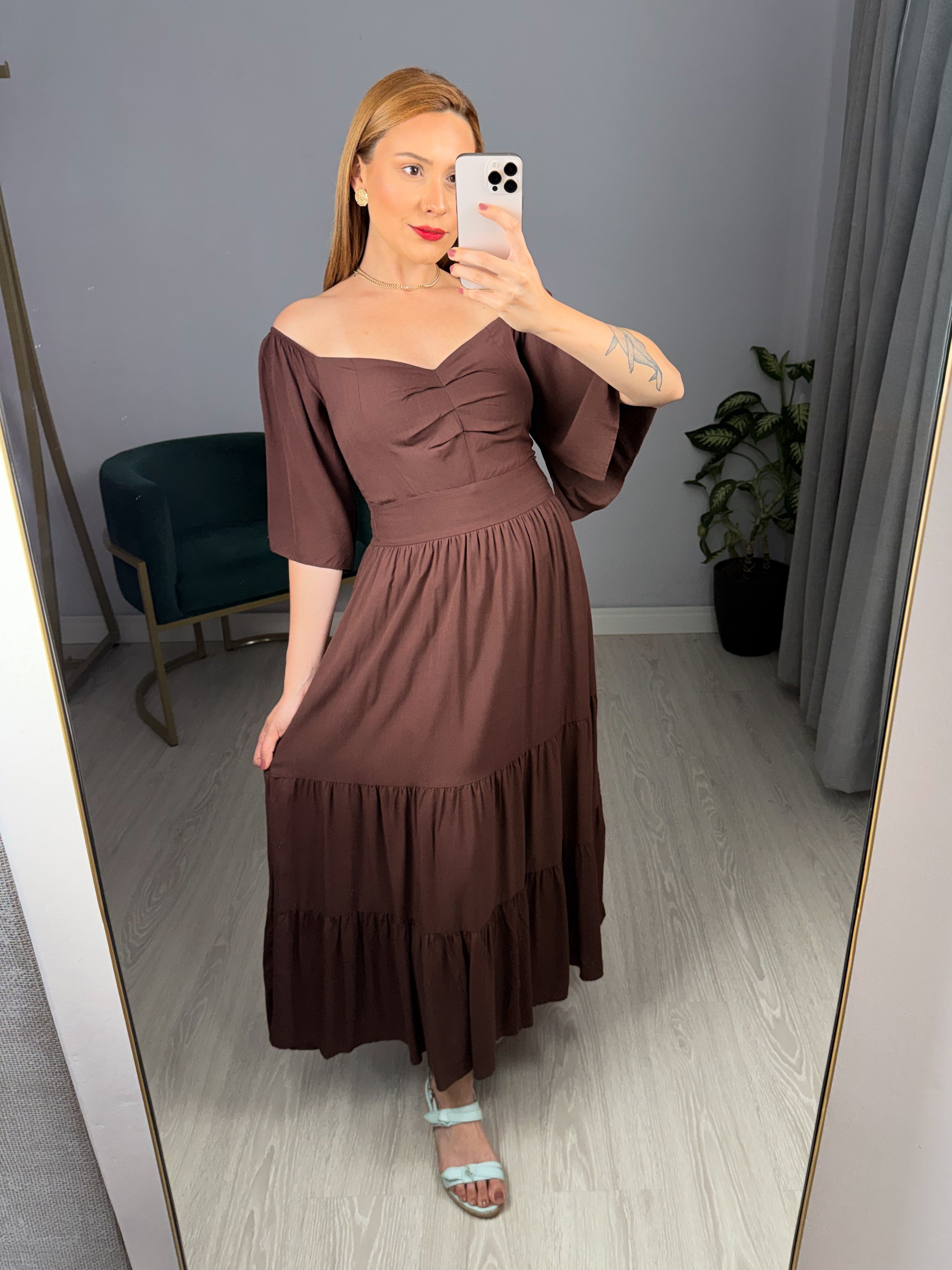 Vestido de Viscose Liso Ana