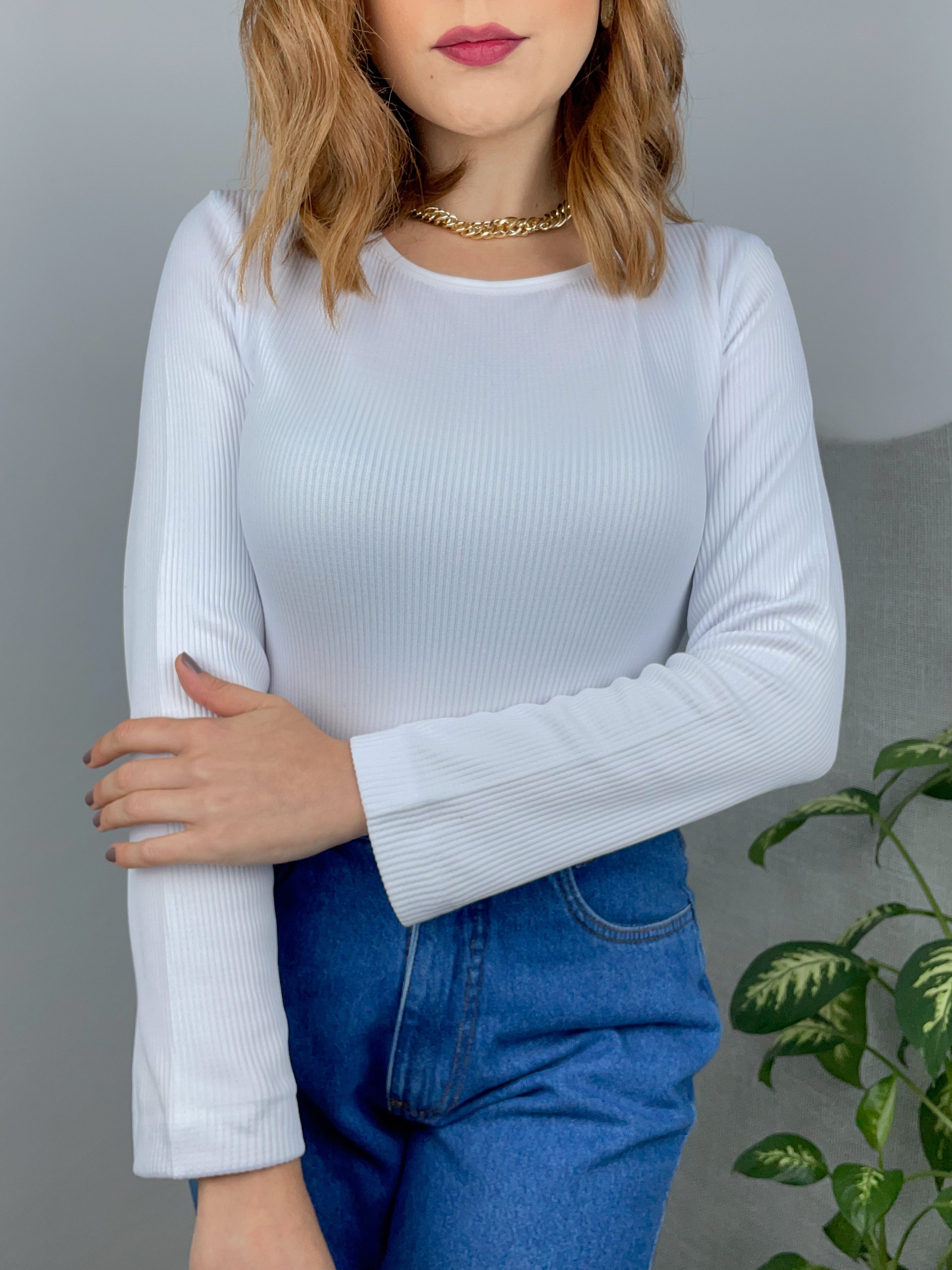 Blusa Térmica Canelada Flanelada Por Dentro