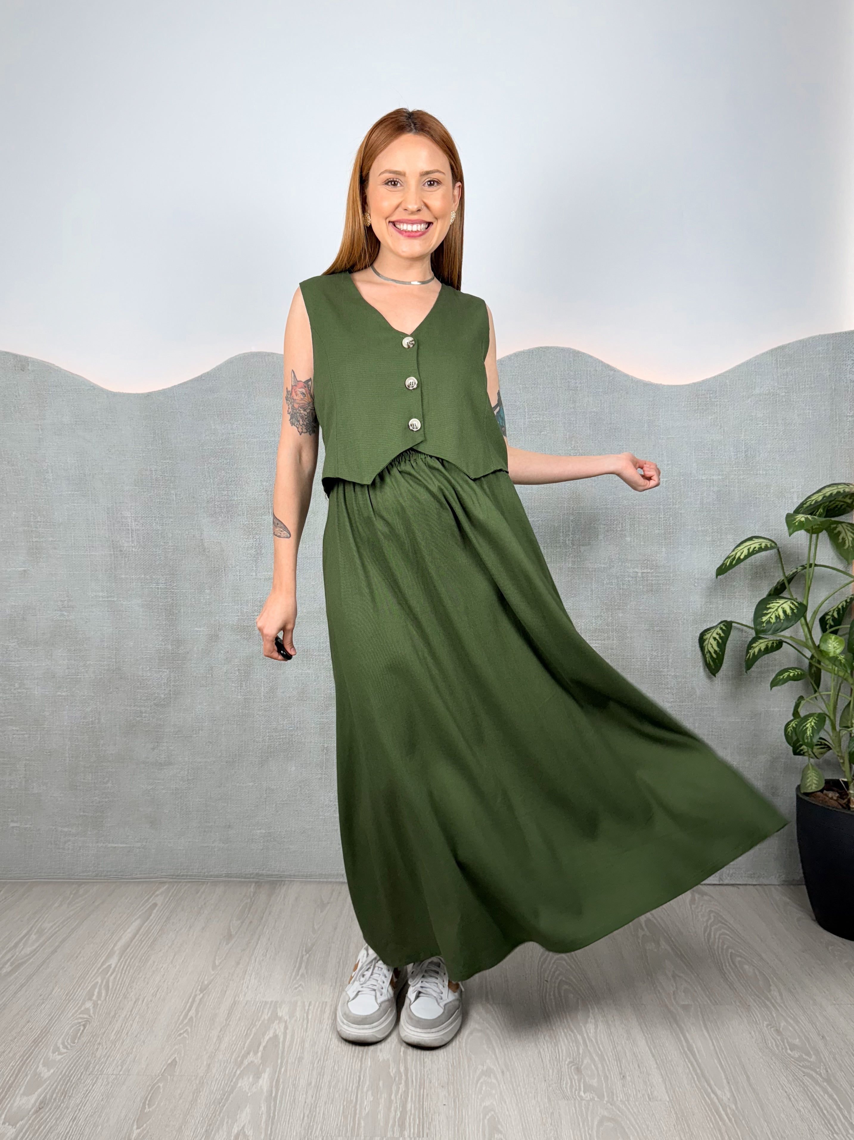 Saia de Linho com Bolsos Catarina