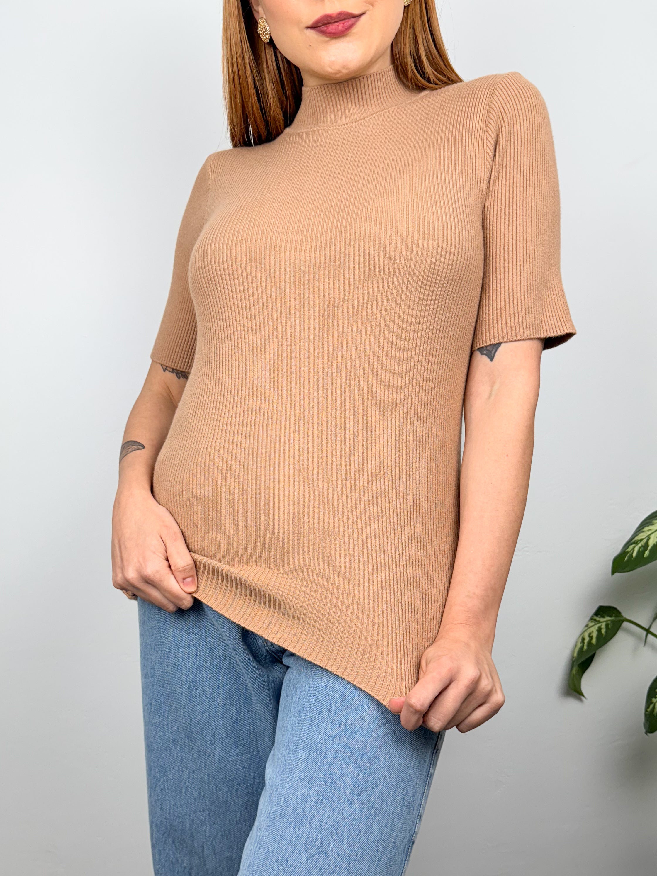 Blusa Tricot Modal Manga Curta Helena