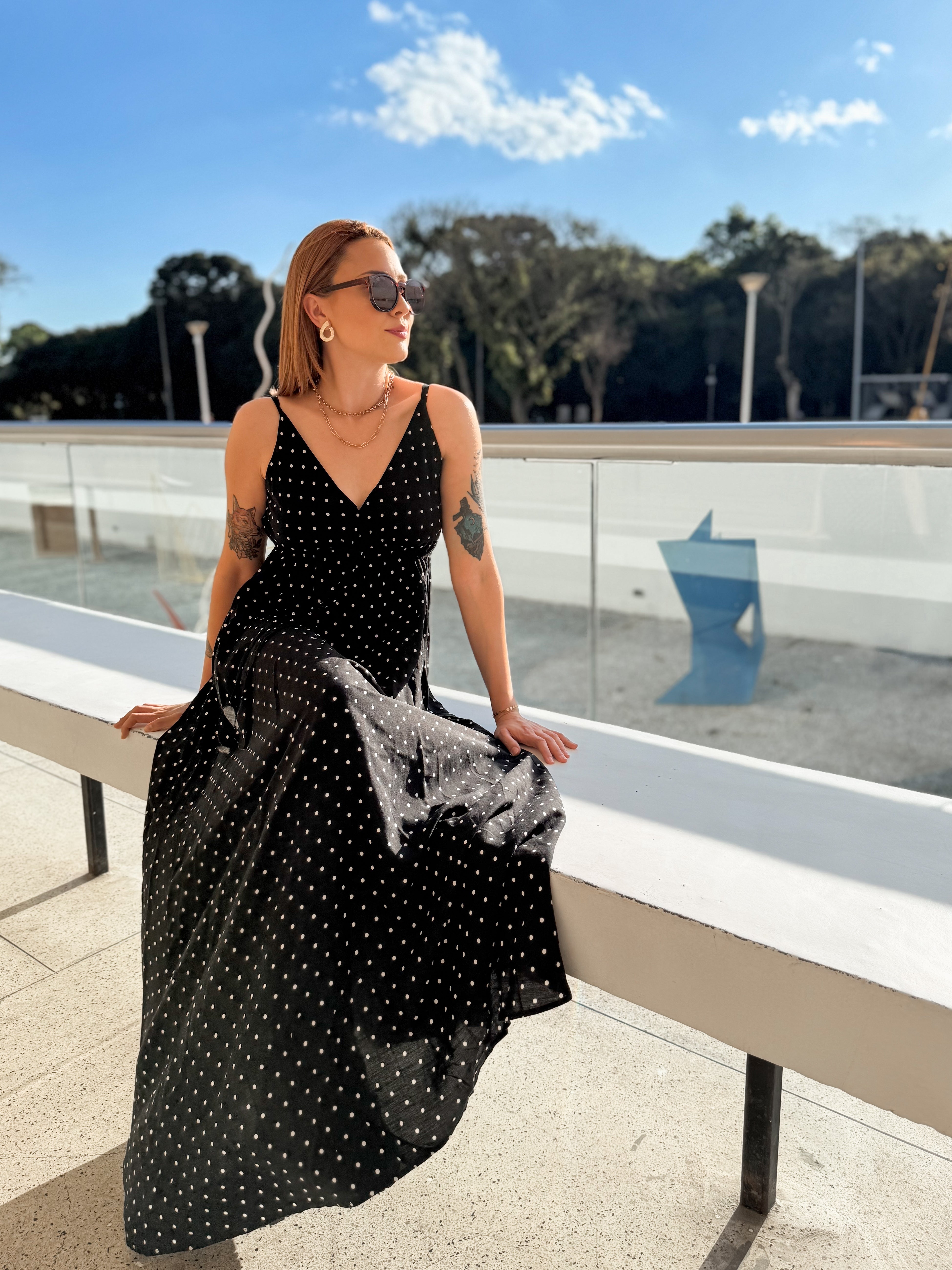 Vestido Longo de Poá Laura