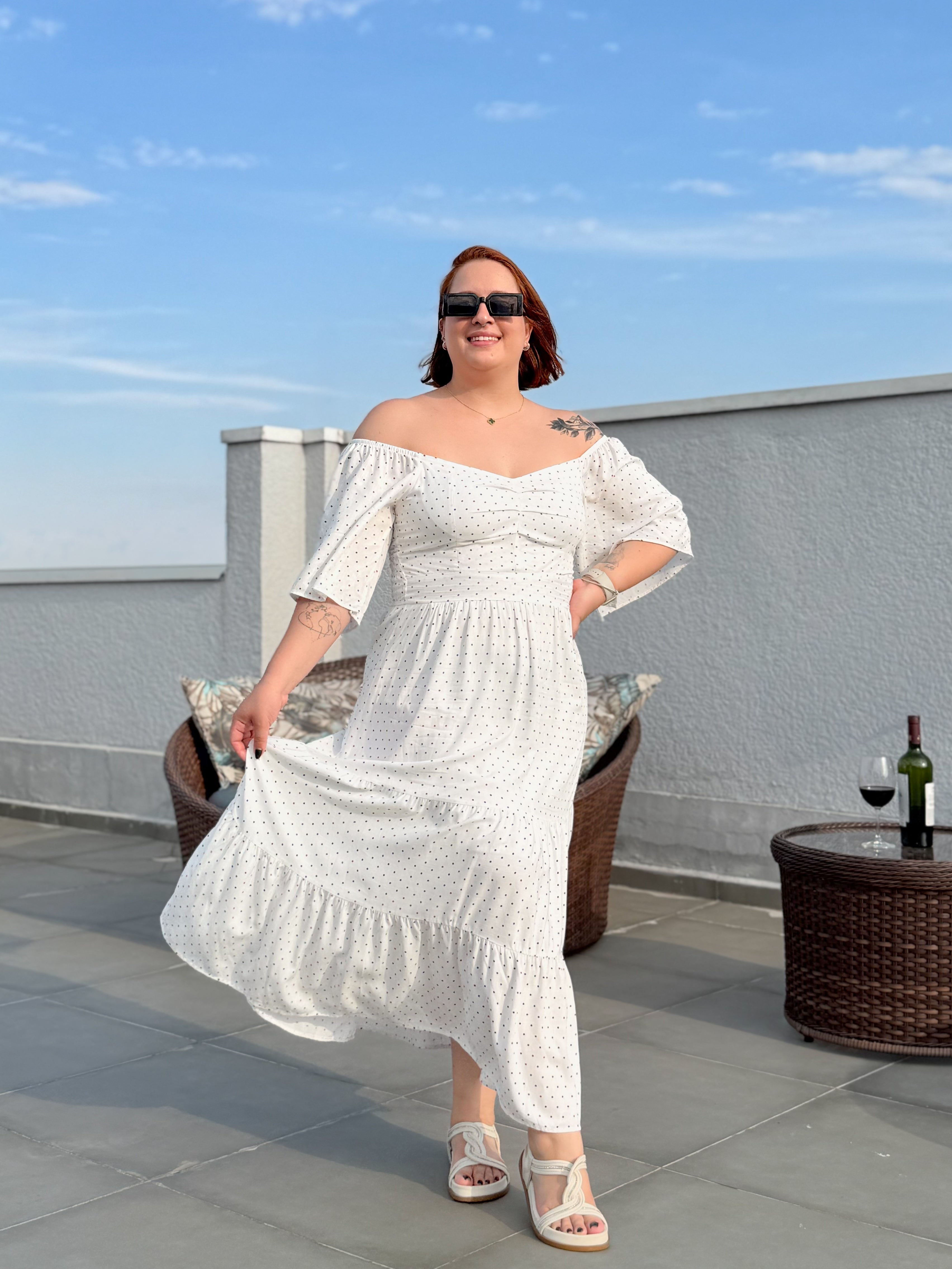 Vestido de Viscose Poá Ana