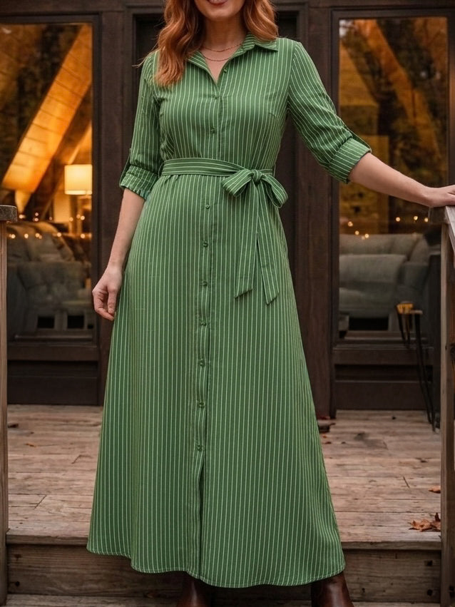 Chemise Longa Listrada Manga 3/4 Leticia
