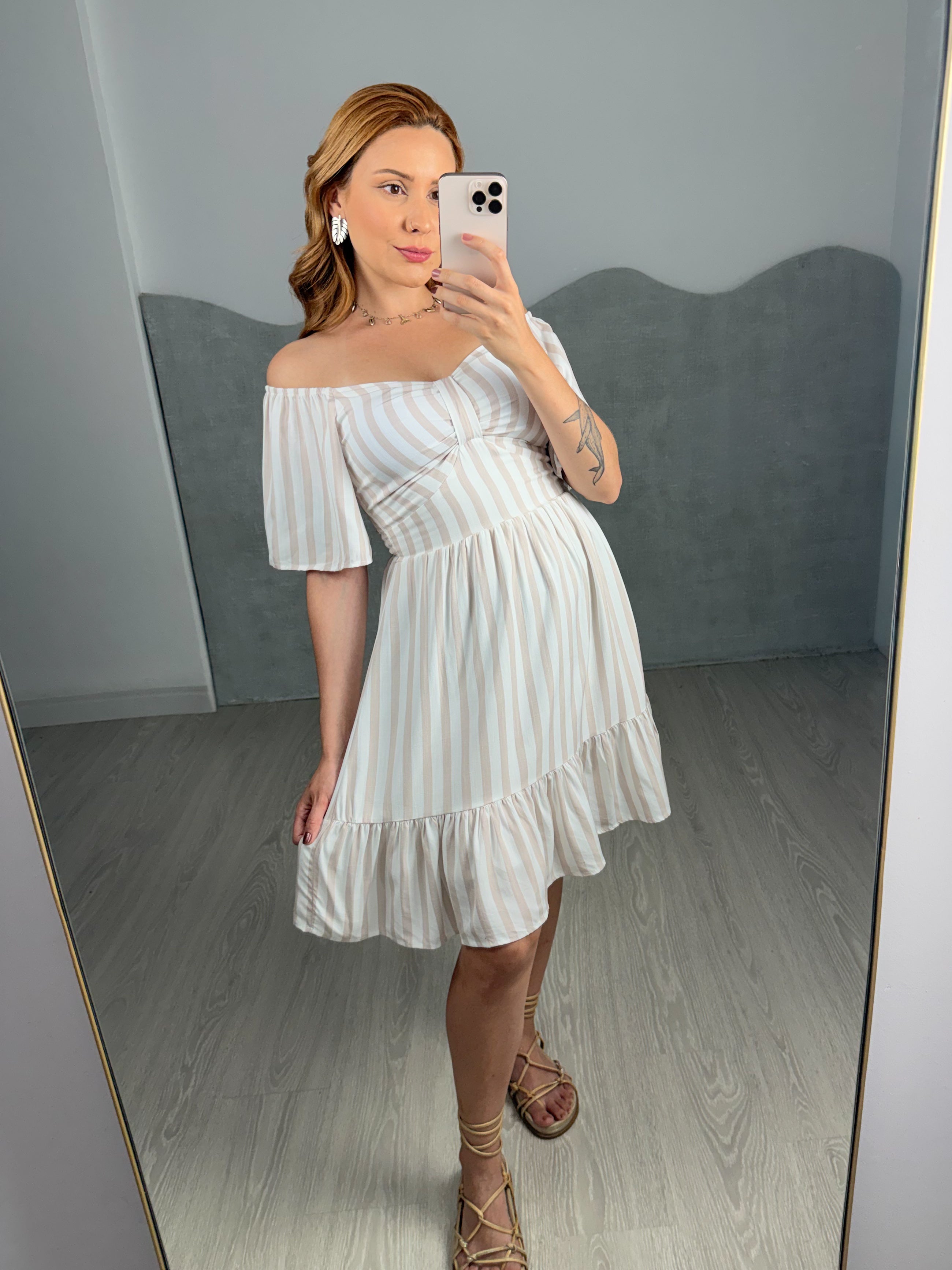 Vestido Listrado Curto Lara