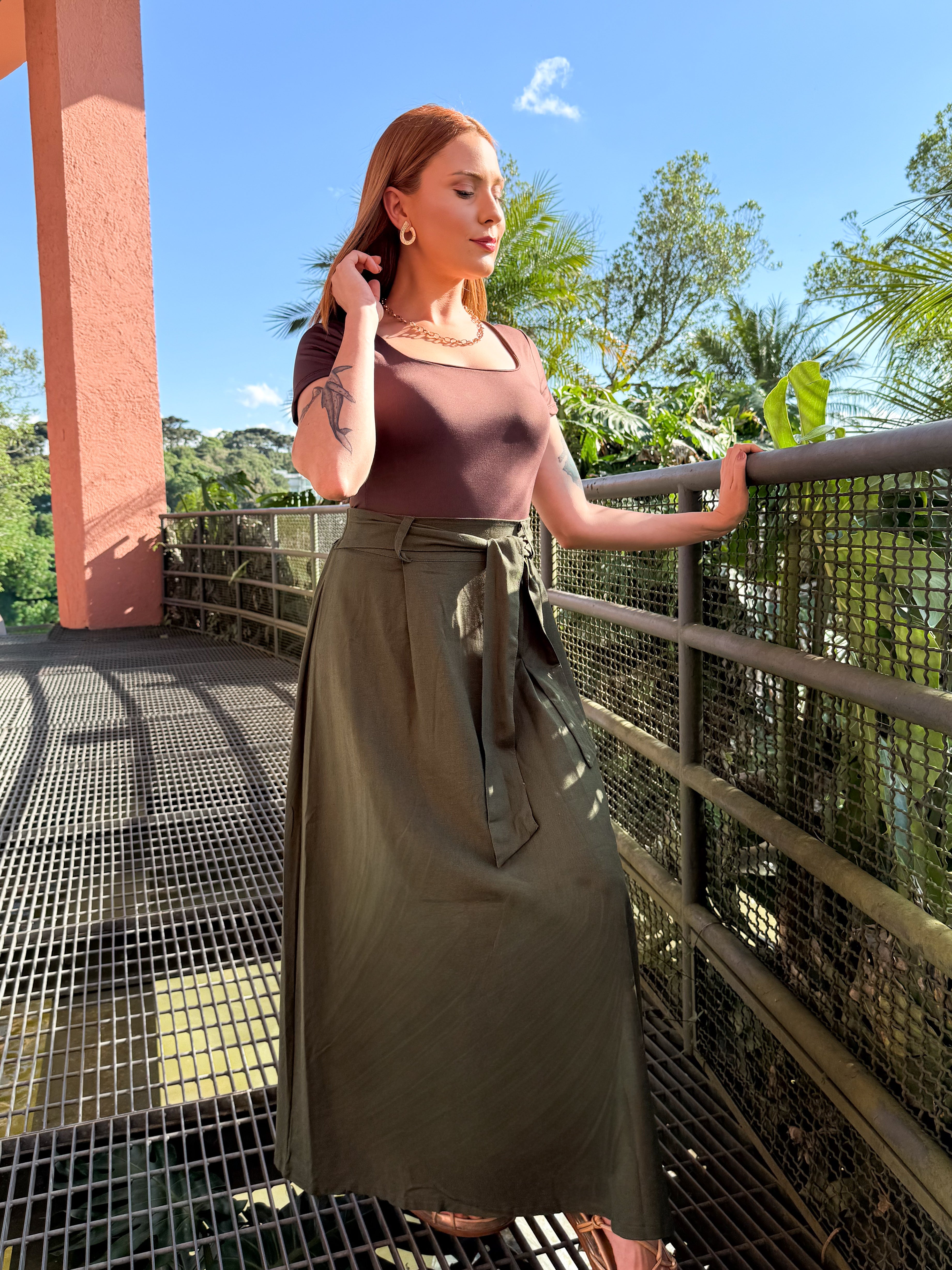 Saia Linho Cós Elástico