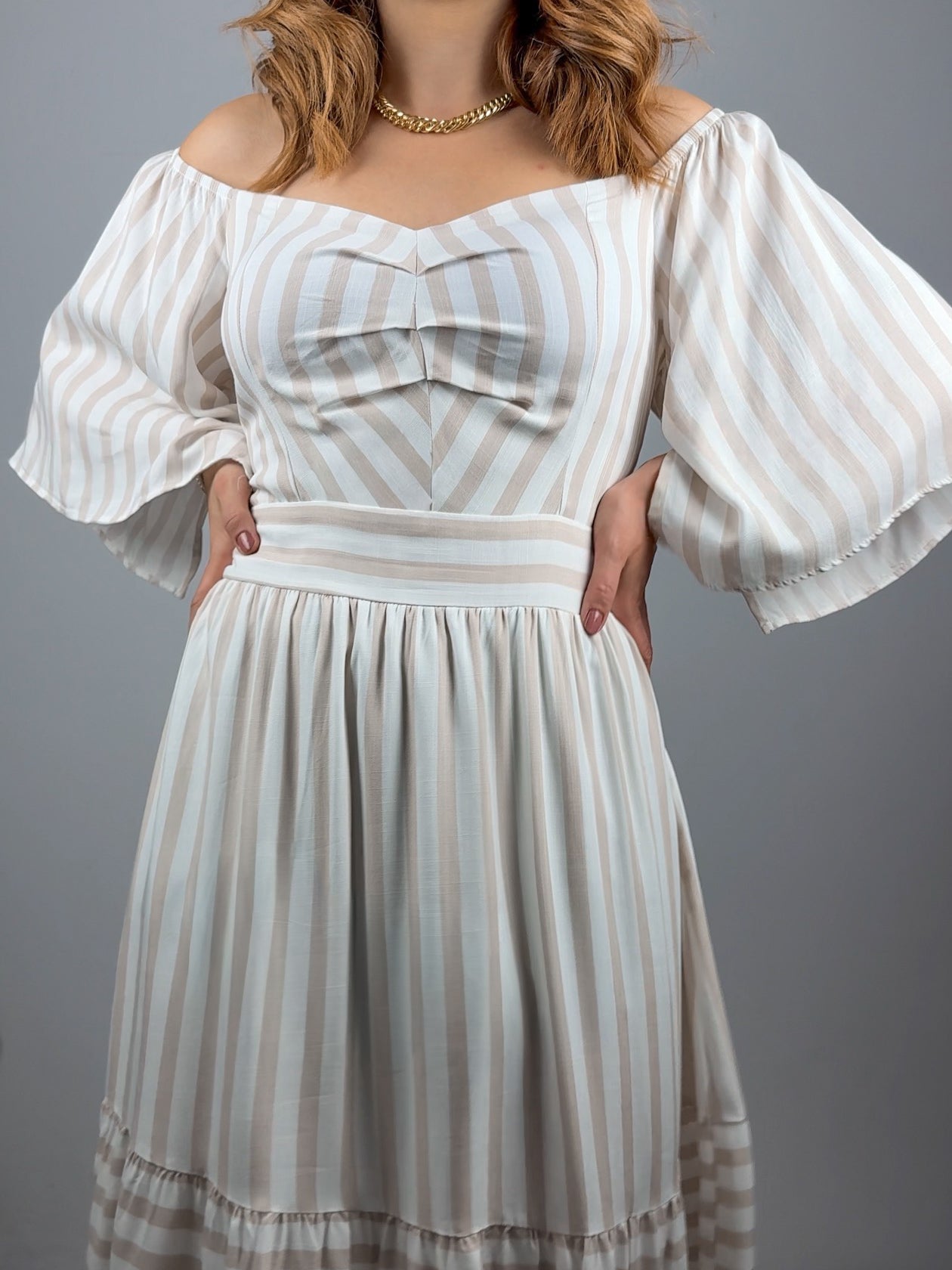 Vestido de Viscose Listrado Ana