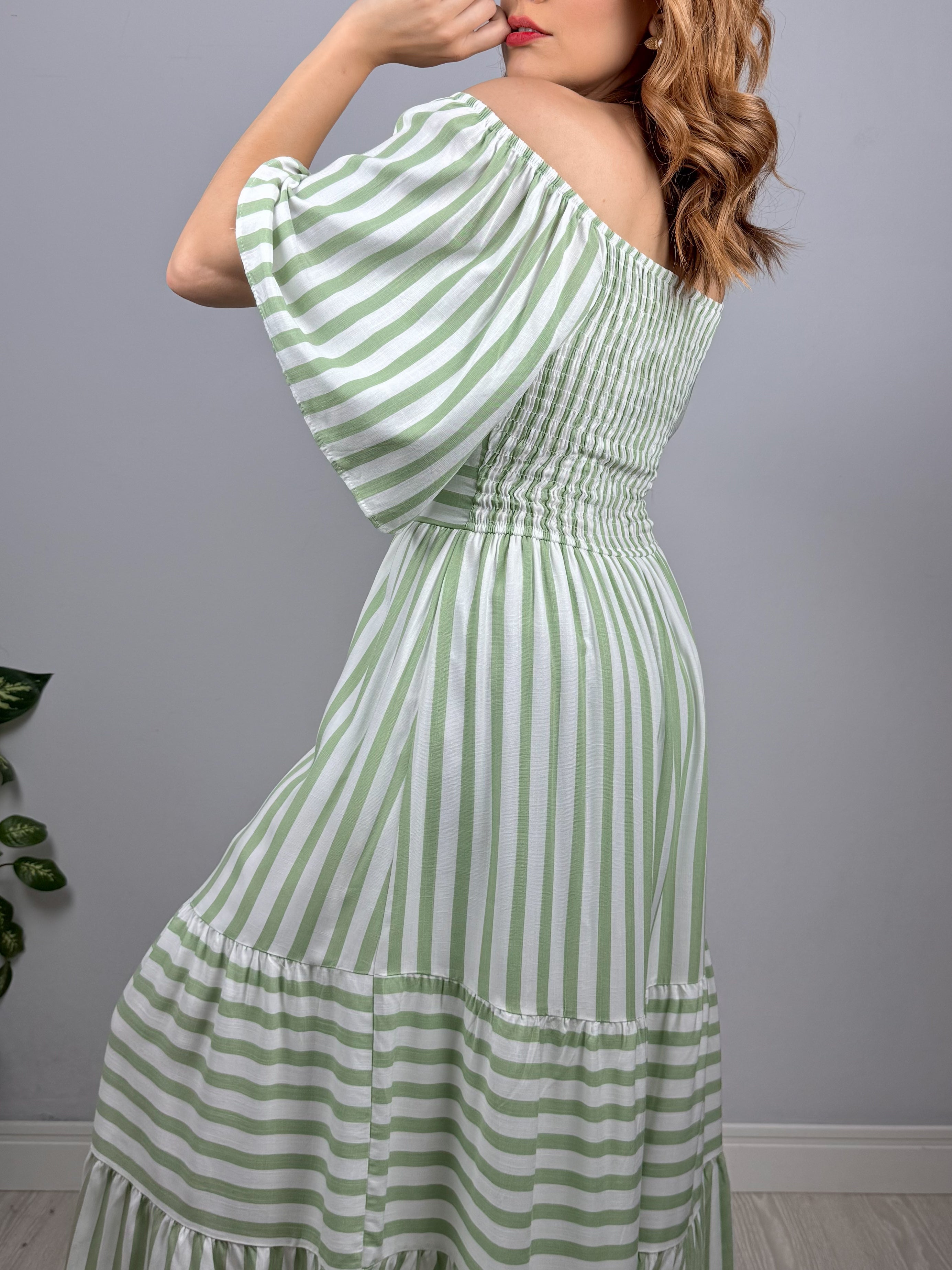 Vestido de Viscose Listrado Ana