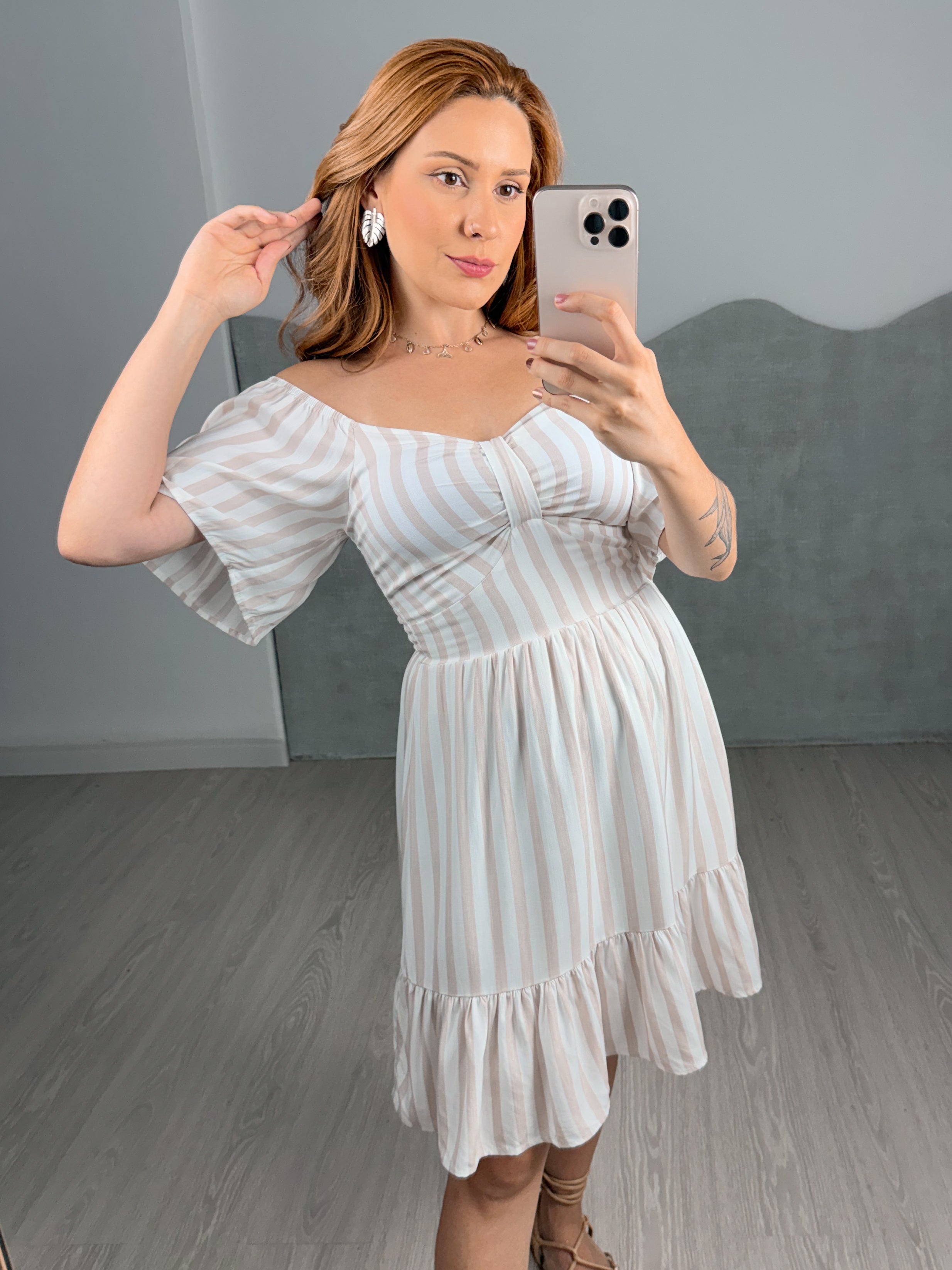 Vestido Listrado Curto Lara