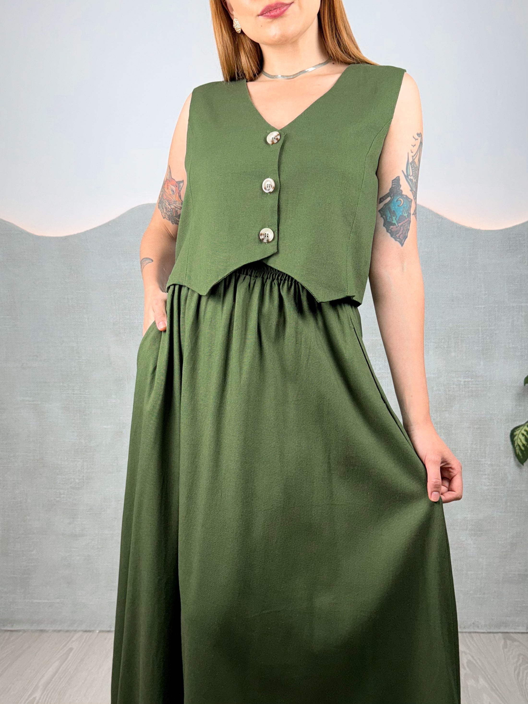 Conjunto de Linho Catarina Colete e Saia