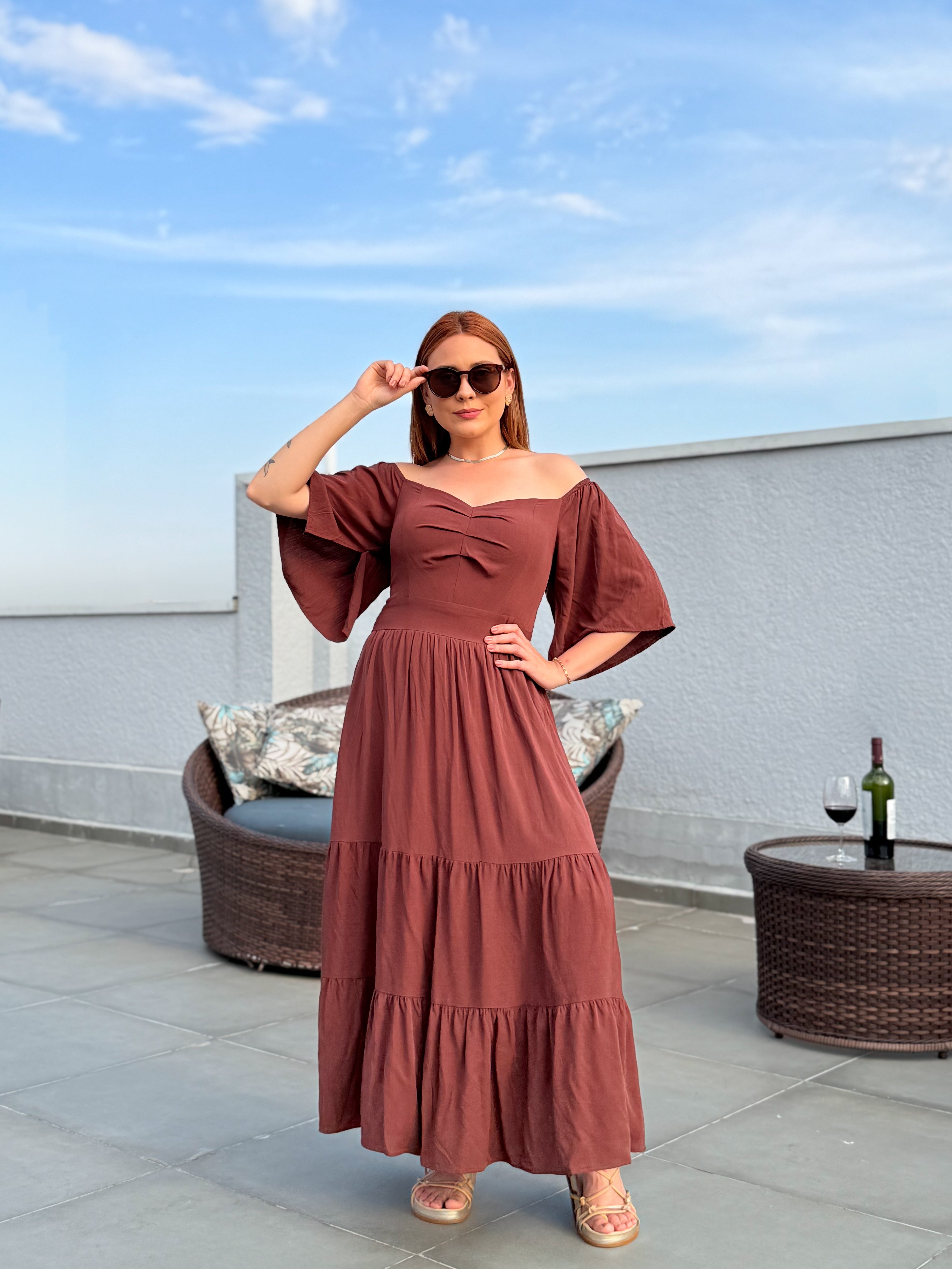 Vestido de Viscose Liso Ana