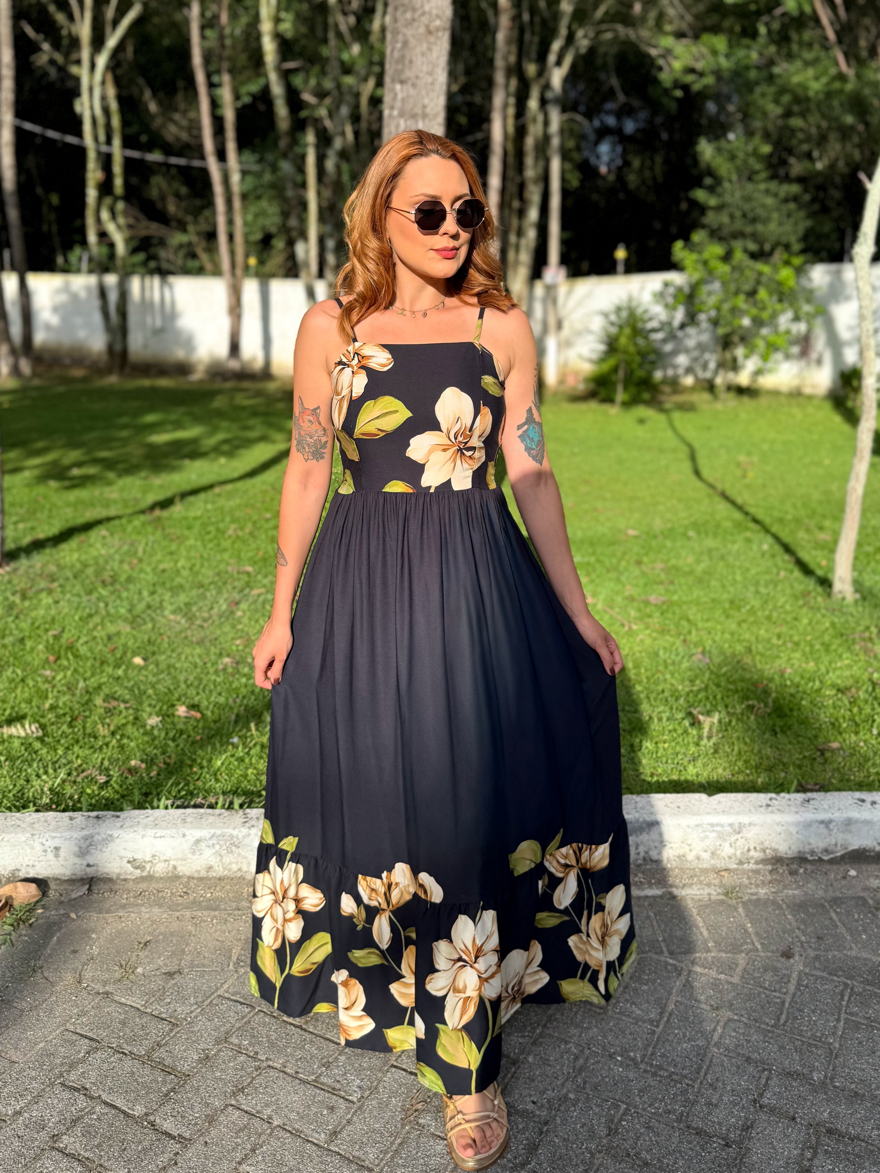 Vestido Estampado de Alça Carol