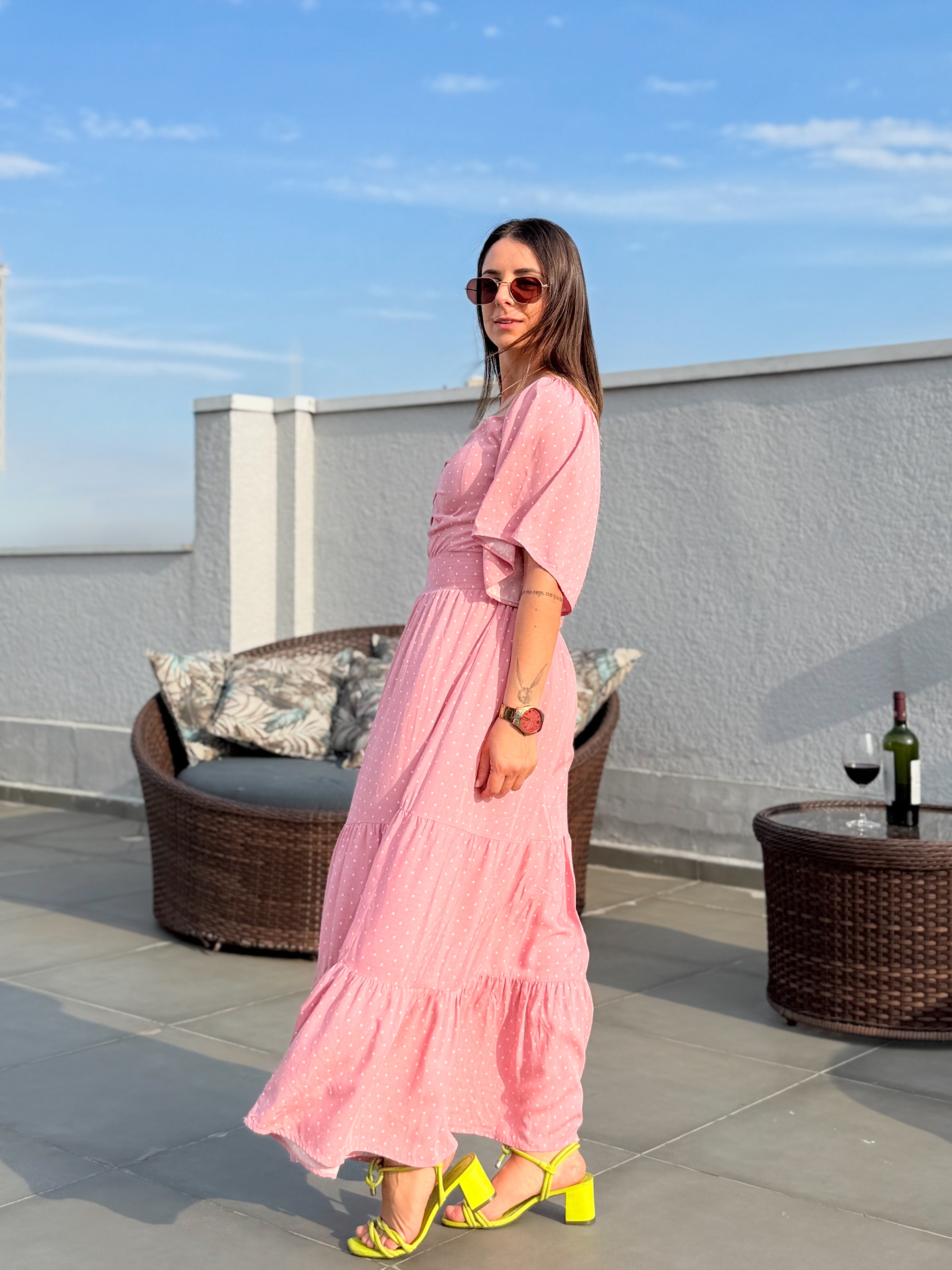 Vestido de Viscose Poá Ana