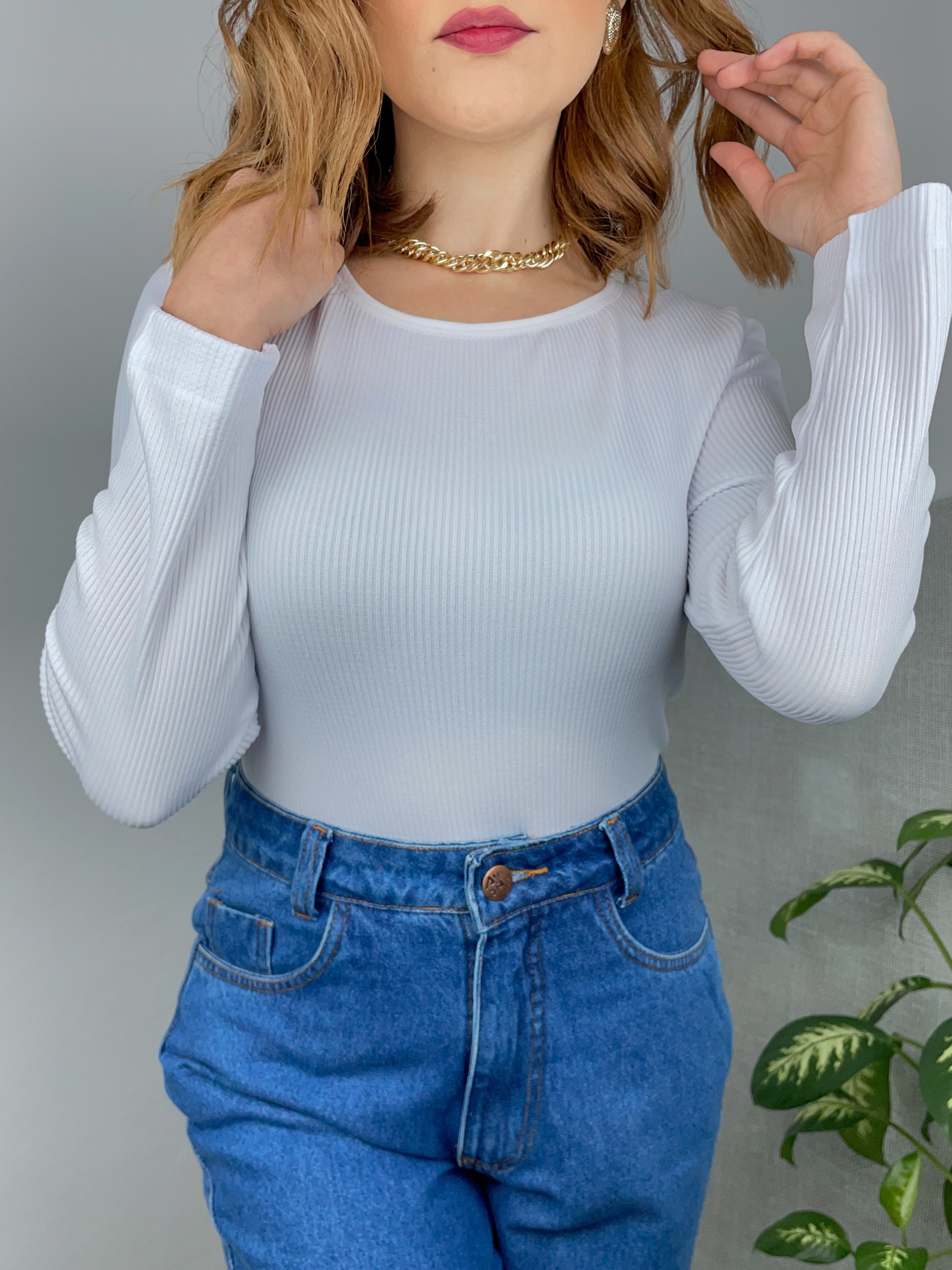 Blusa Térmica Canelada Flanelada Por Dentro