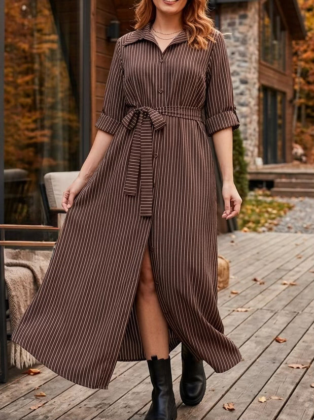 Chemise Longa Listrada Manga 3/4 Leticia