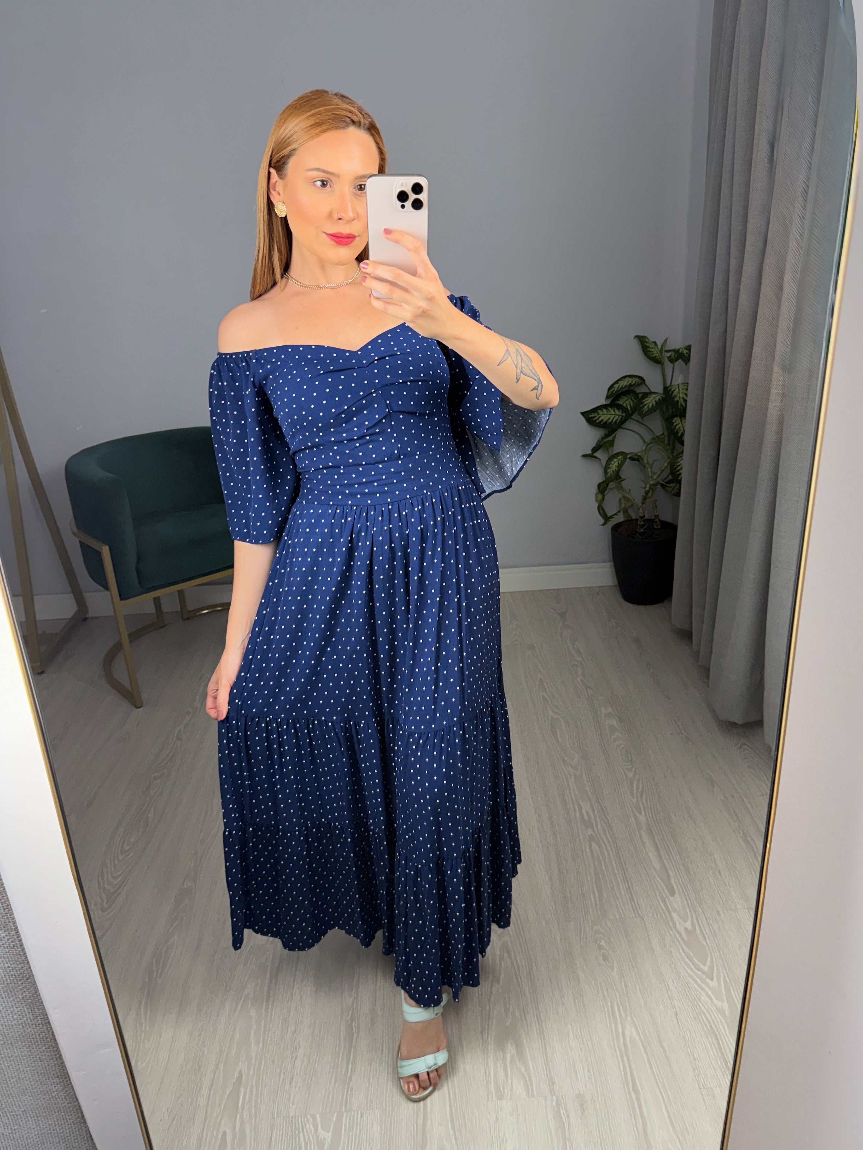 Vestido de Viscose Poá Ana