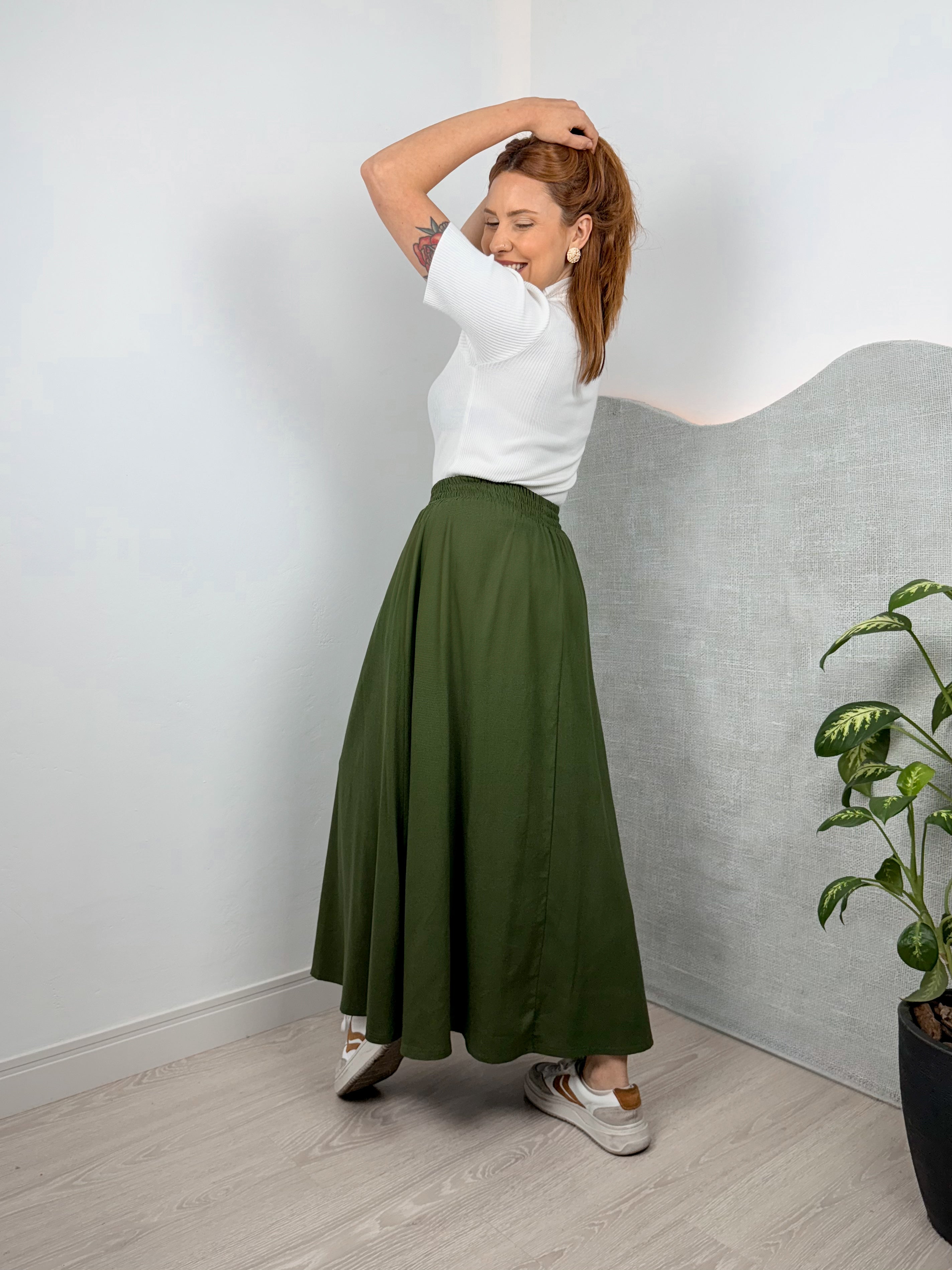 Saia de Linho com Bolsos Catarina