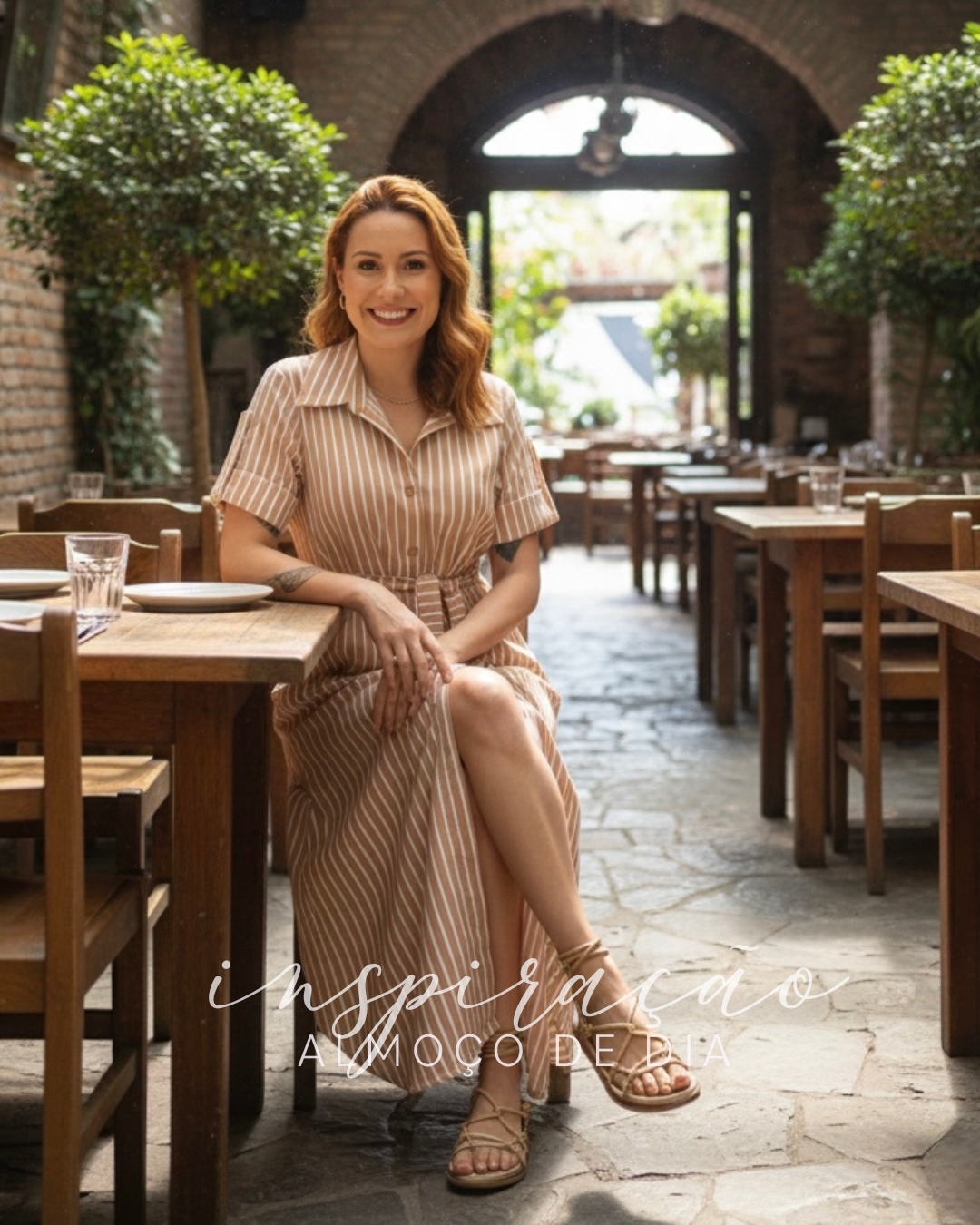 Vestido/Chemise Listrado Longo Leticia